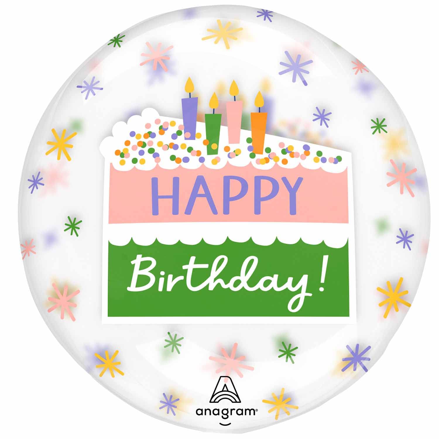 Amscan 4531811 Clearz: Happy Birthday Cake Slice