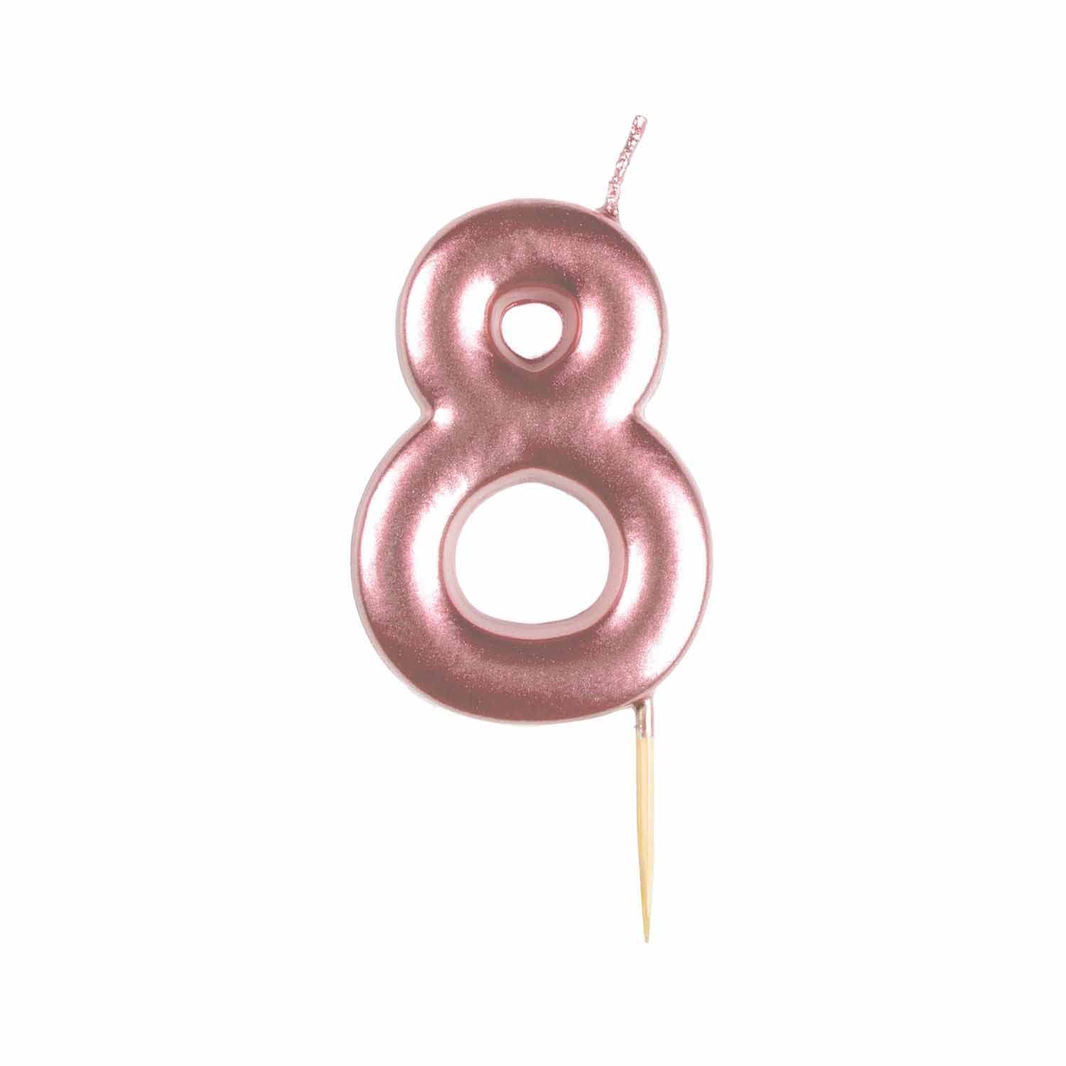 amscan 9911553 Rose Gold Numerical Candle 8
