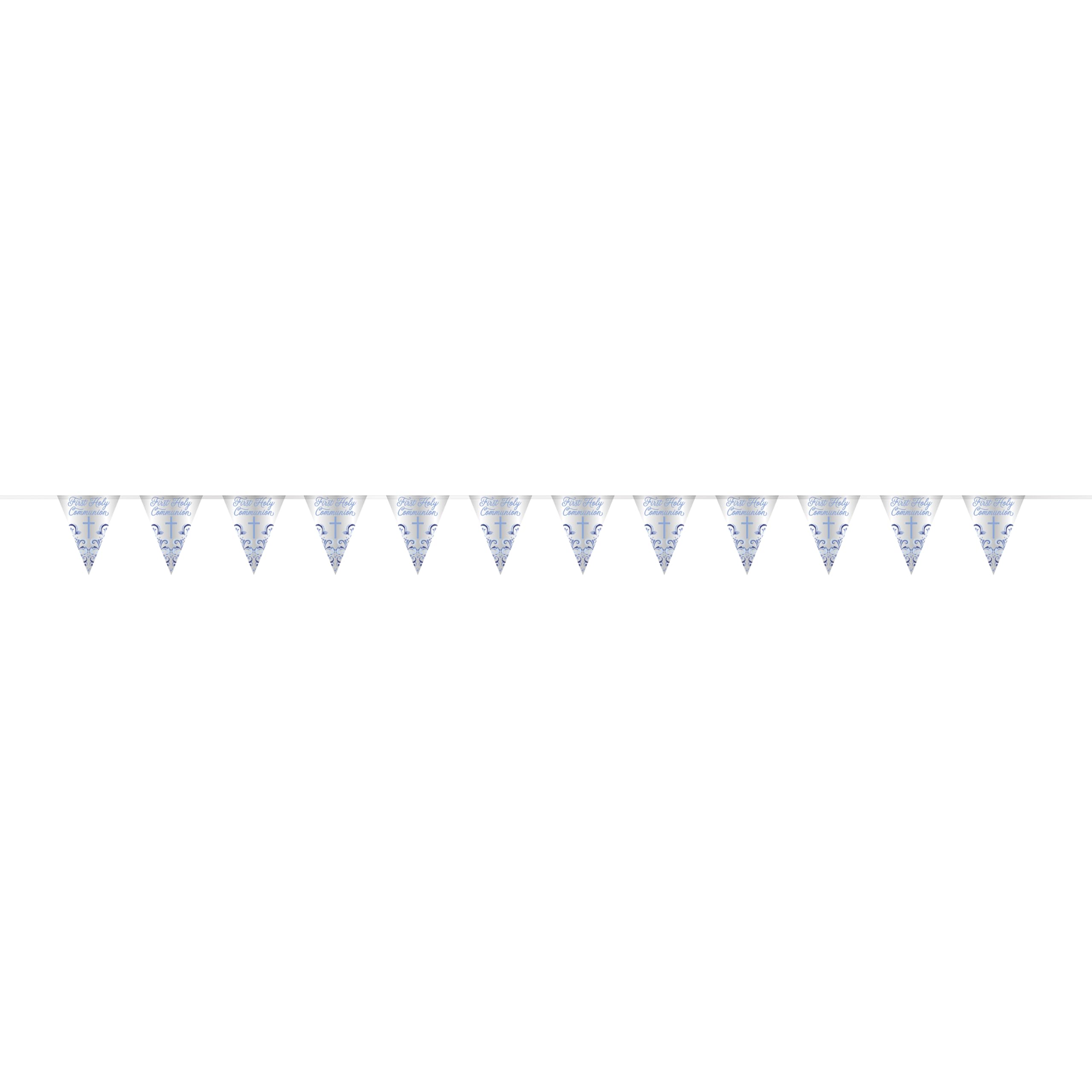 Unique 82094 Foil Communion Bunting-2.74 m-Blue Holy Cross Religious Party-1 Count (Pack of 1)