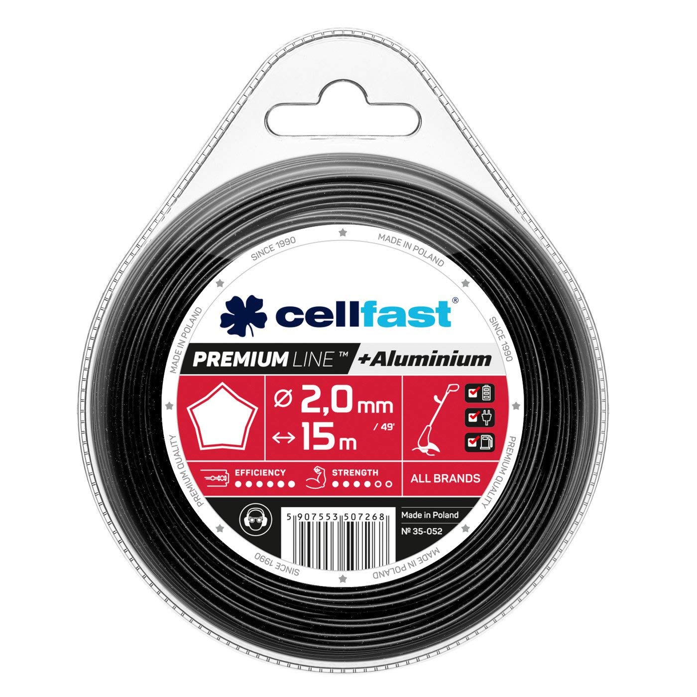 Cellfast Trimmer line Premium – Starlet 2.0mm x 15m, Reinforced with Aluminum Particles, 35-052
