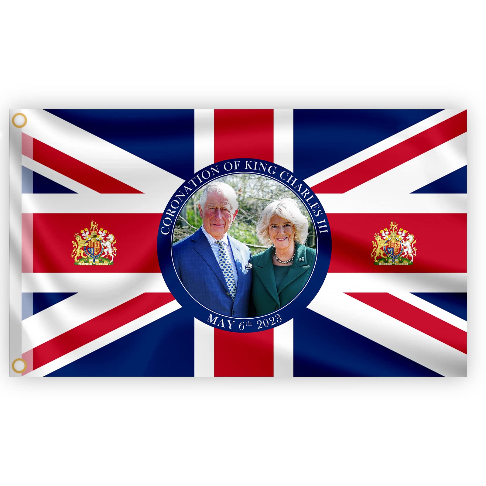5x3FT Union Jack Flag New King Charles III Queen Consort Camilla British Monarch Sovereign Coronation Celebration Britain Flag