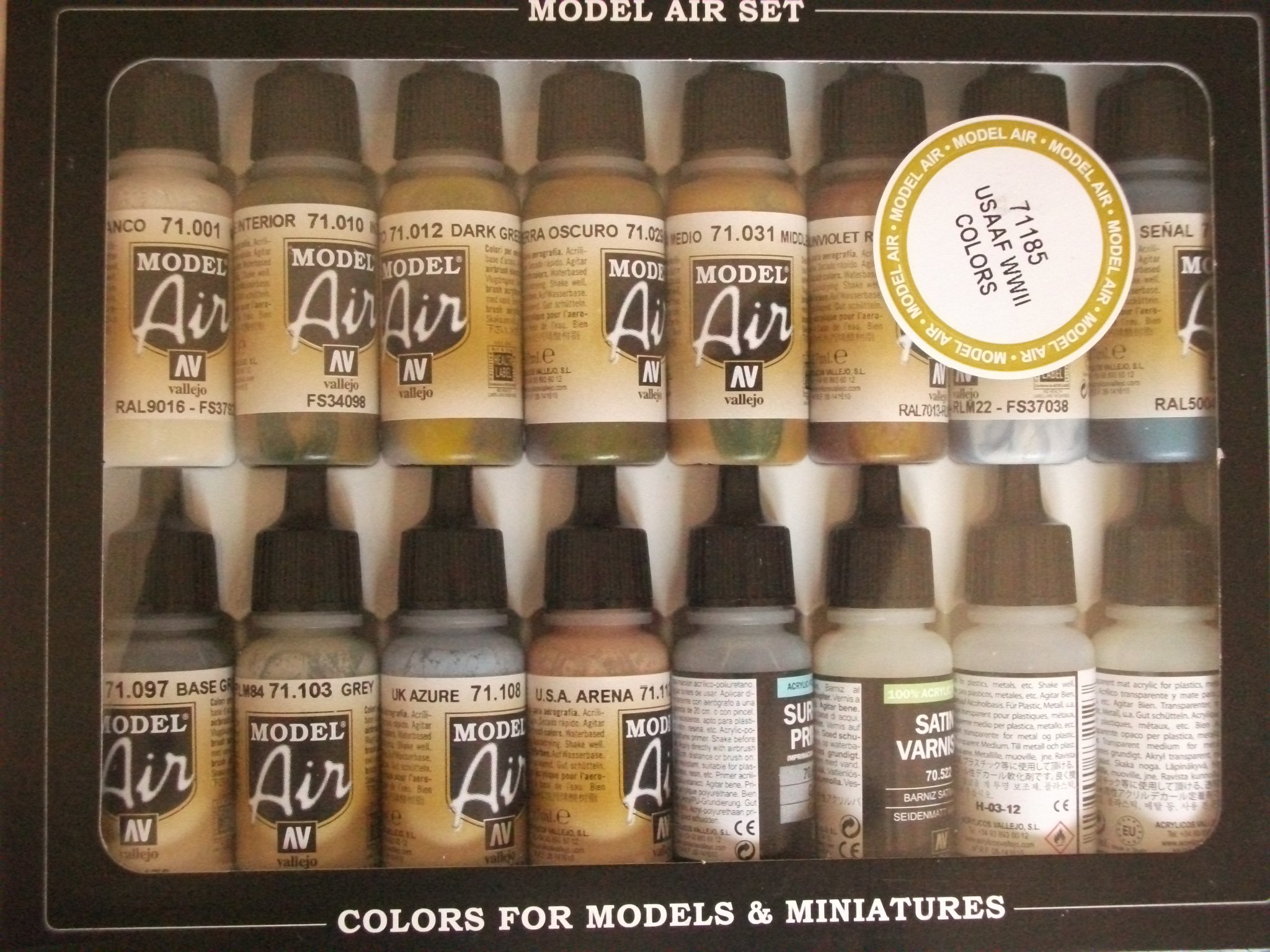 United States Army Air Force WWII Colours Set 16x 17ml bottles 71185 by Vallejo