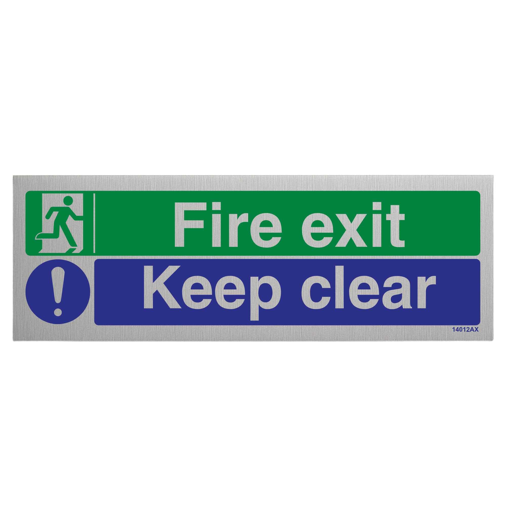 V Safety Fire Exit/Keep Clear Sign - 300mm x 100mm - Self Adhesive Alu Effect