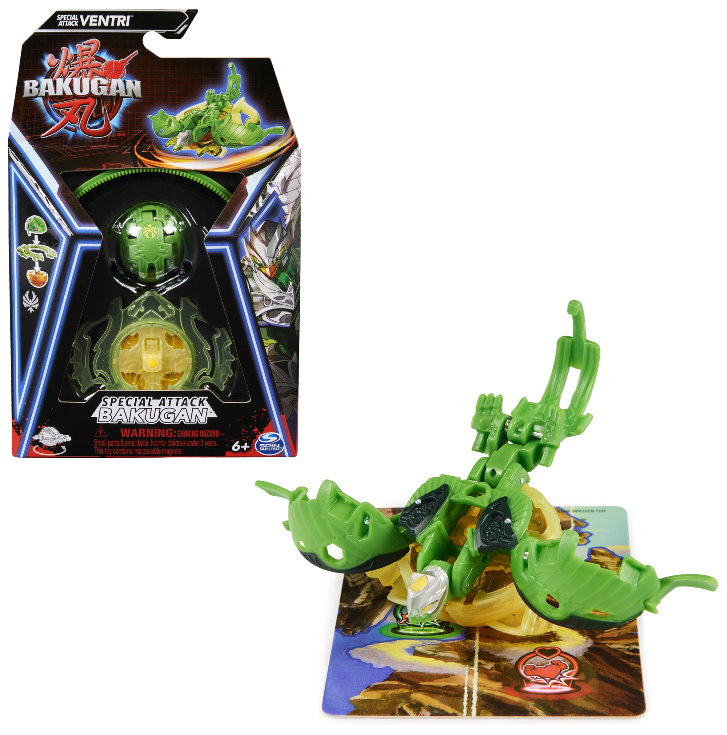 Bakugan, Special Attack Ventri, Spinning Collectible, Customisable Action Figure and Trading Cards, Kids’ Toys for Boys and Girls 6 and up