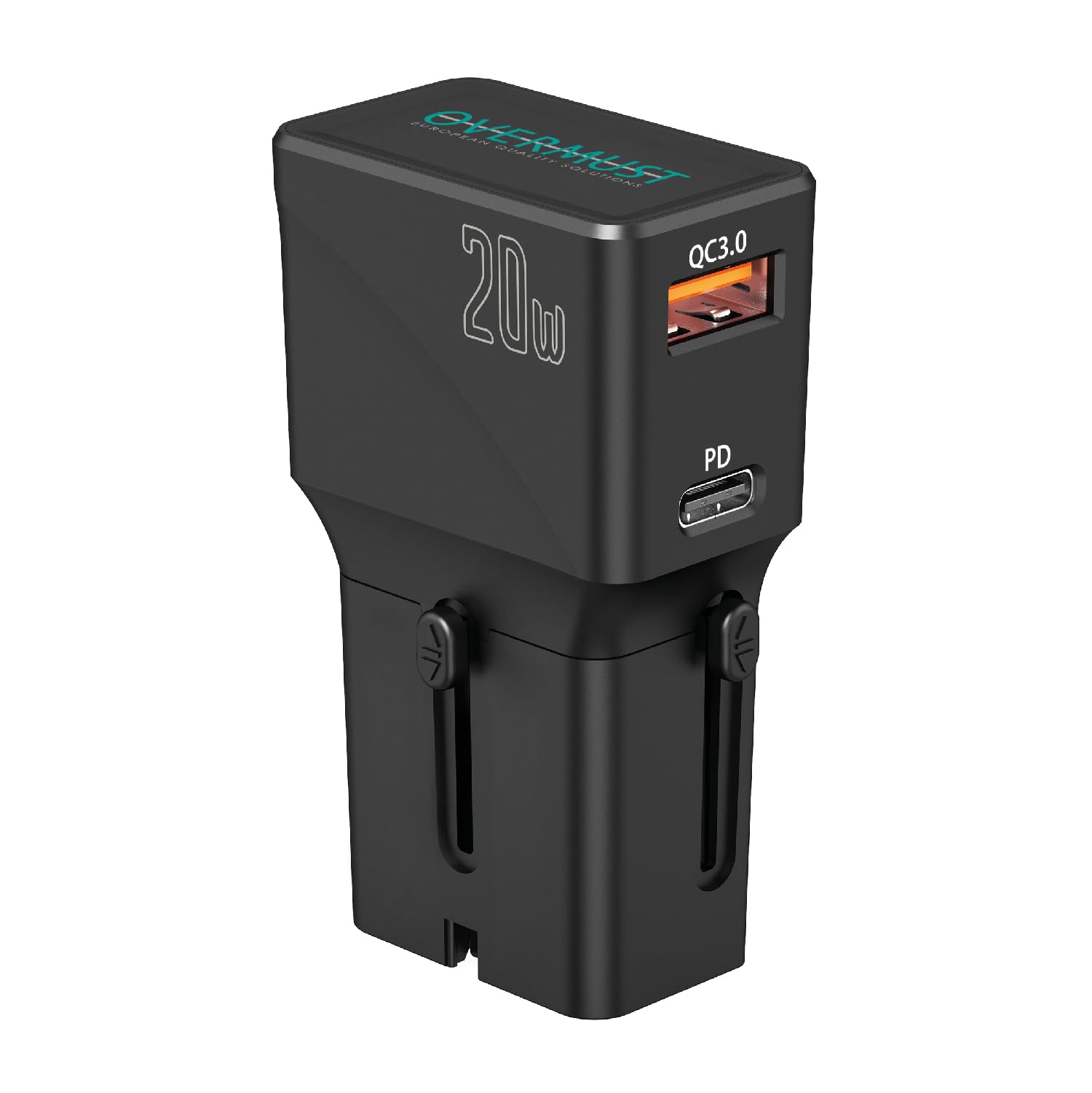 OVERMUST Travel Wall Charger - Universal-Reiseadapter mit USB-C- und USB-A-Buchse, Perfekter Adapter zum Reisen, Kompatibel mit Steckdosen in 200 Ländern USA, EU, UK, AU, Leistung bis zu 20 W