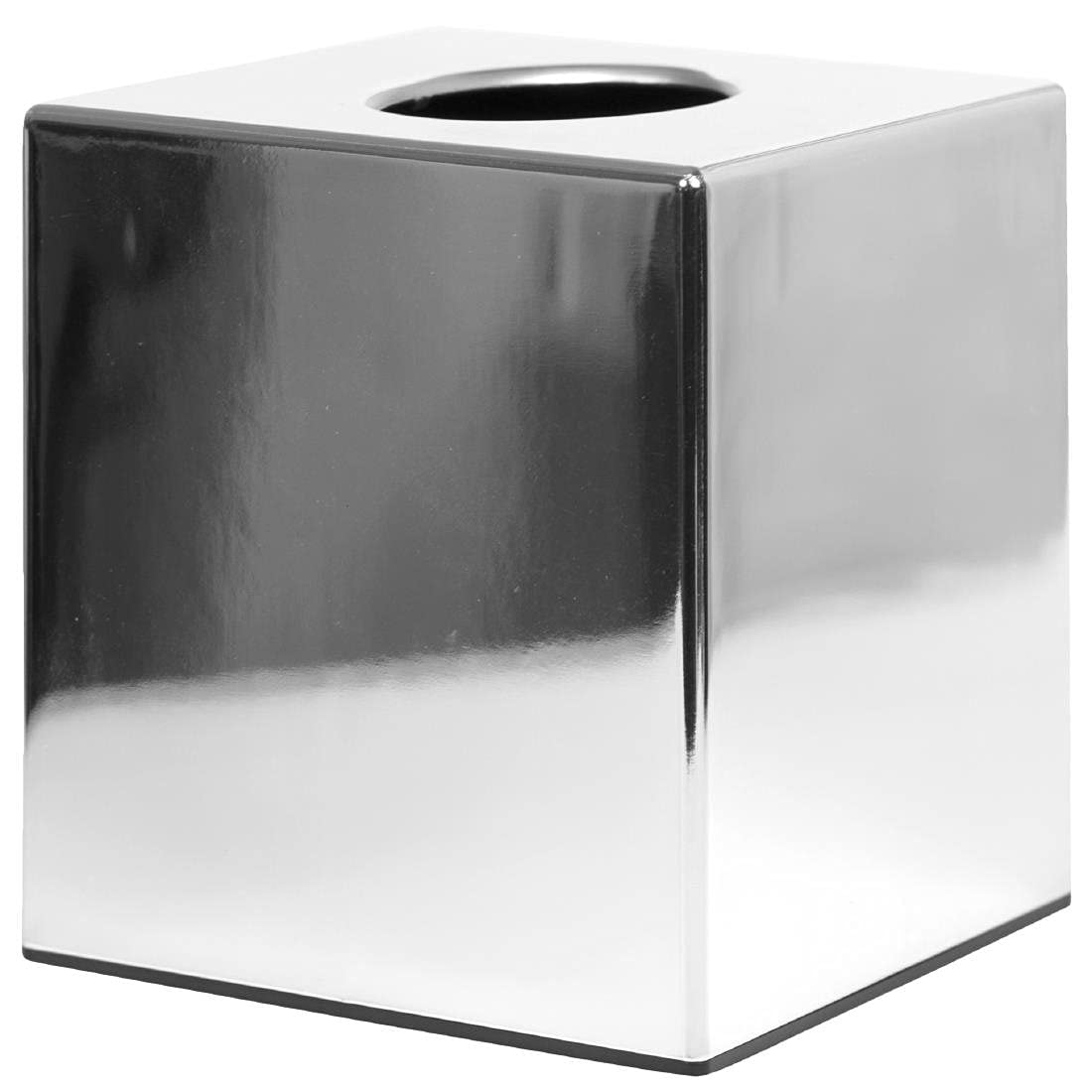 Bolero Chrome Cube Tissue Holder, Plastic Base, Size: 130(H) x 120(W) x 120(D) mm, Bathroom & Reception Areas, CC493