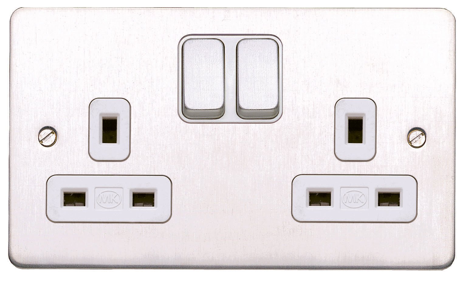 MK Edge K14347BSSW 13A 2-Gang Double Pole Switch Socket