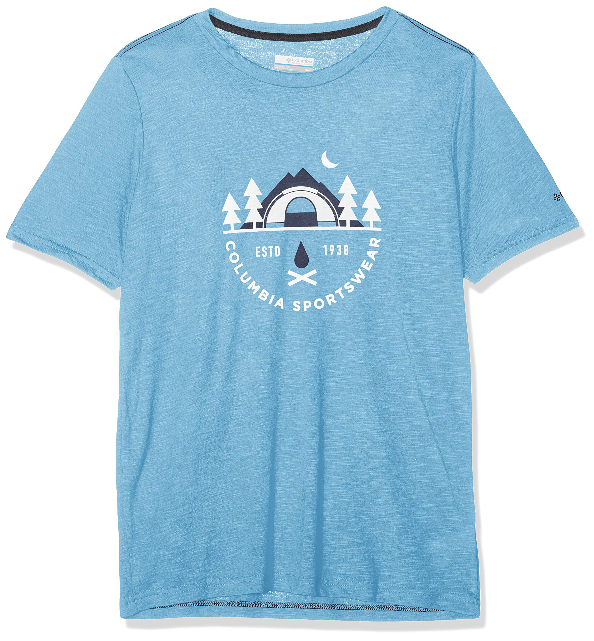 Columbia Men's T-Shirt, Nelson Point Graphic Short Sleeve Tee, Polyester, Blue (Blue Sky Heather), Size: S, 1773021