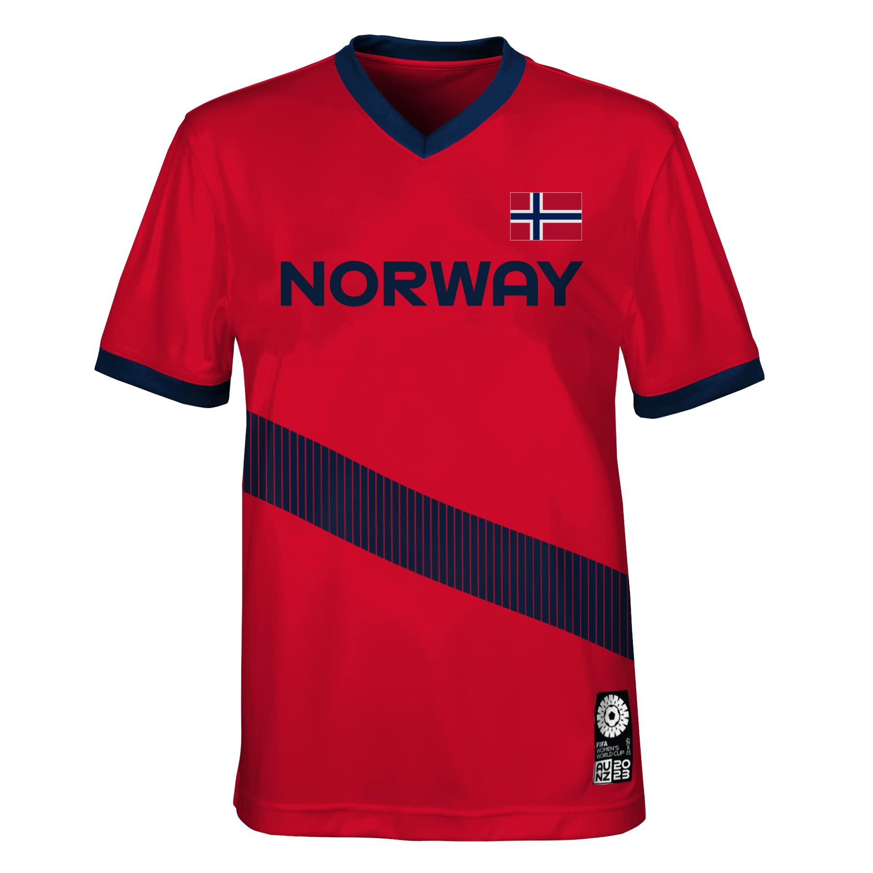 Official 2023 Women's Football World Cup Adult Team Shirt, Norway, Red, X-Large