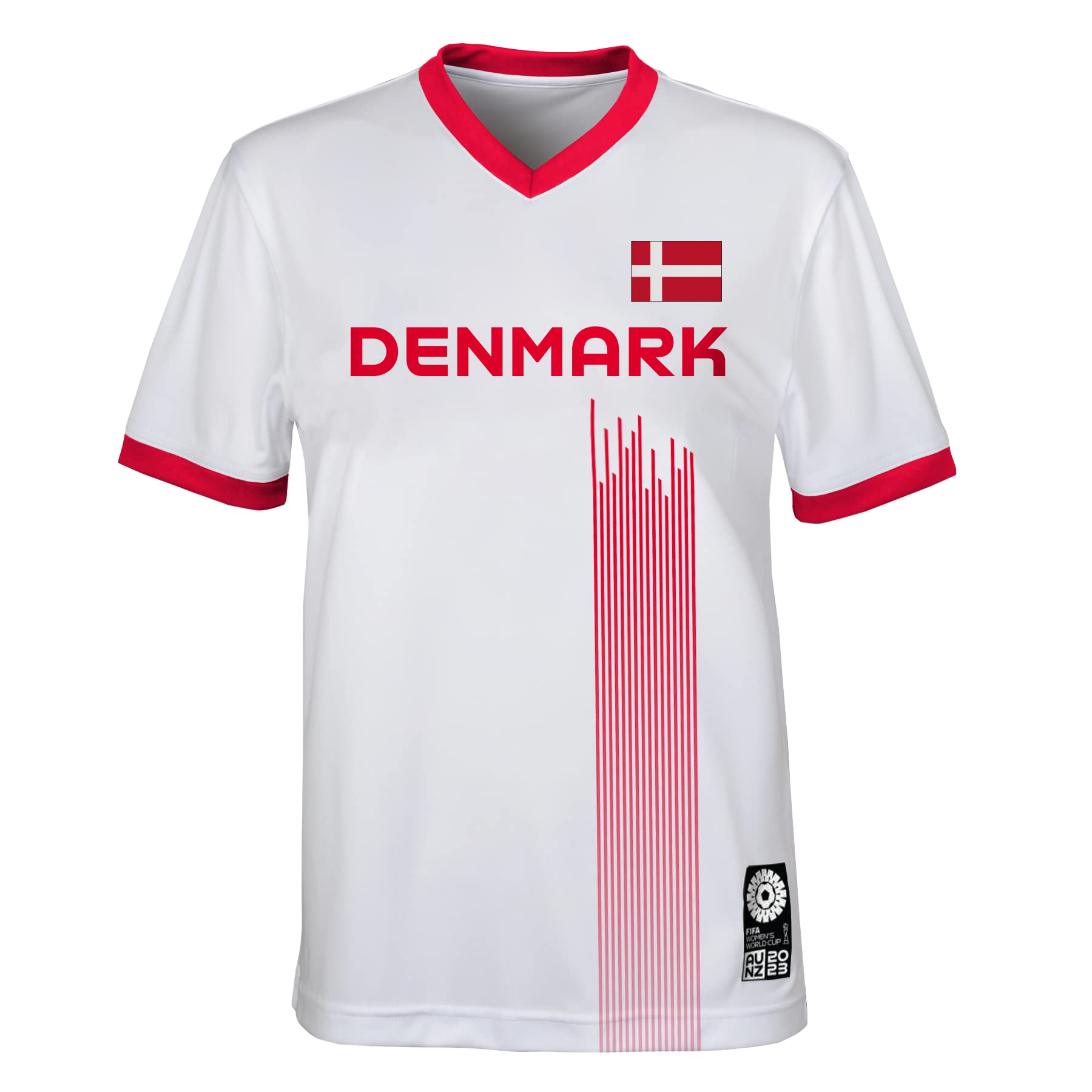 Official 2023 Women's Football World Cup Youth Team Shirt, Denmark, White, 10-12 Years