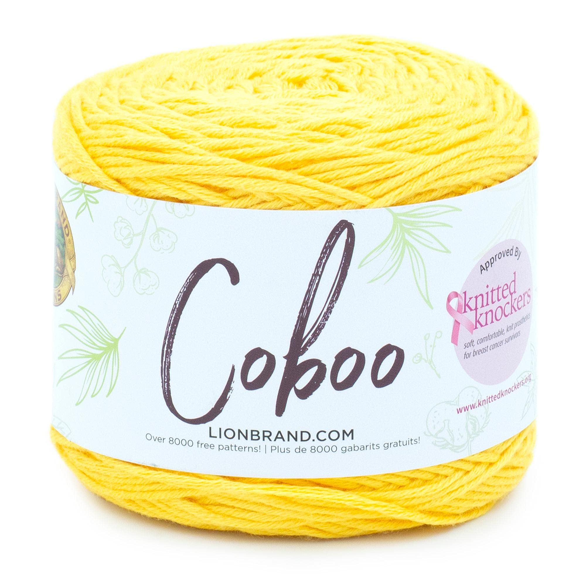Lion Brand Yarn Coboo, Soft Cotton Blend Yarn for Knitting and Crochet, Yellow, 1 Pack