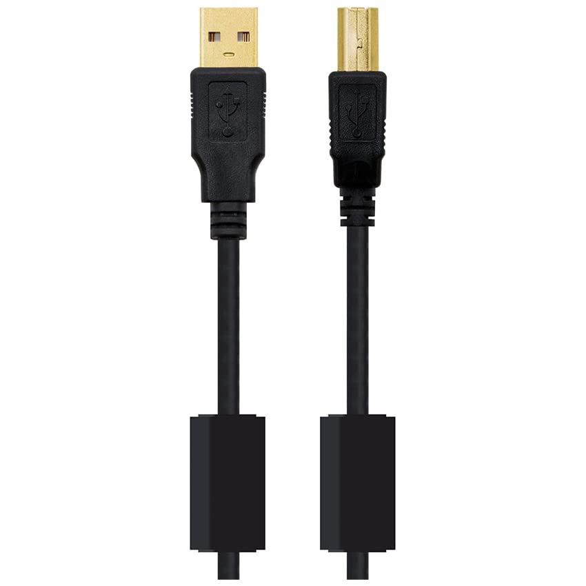 Levitantes USB 2.0 Ferrite Cable for Printer Black Male to Male Type A/M B/M 5 Metres