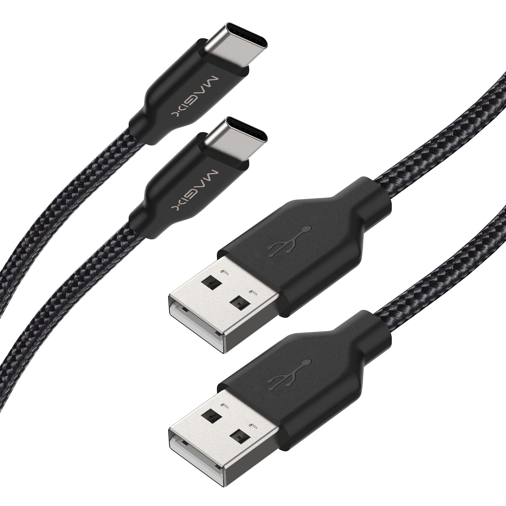 MAGIX USB C Charging Cable 3A, Quick Charge QC 3.0, High Durability, Data Transfer 480 Mbit/s USB-A 2.0 to USB-C, for USB Type-C Devices (2pcs Pack)(Black)(120cm)