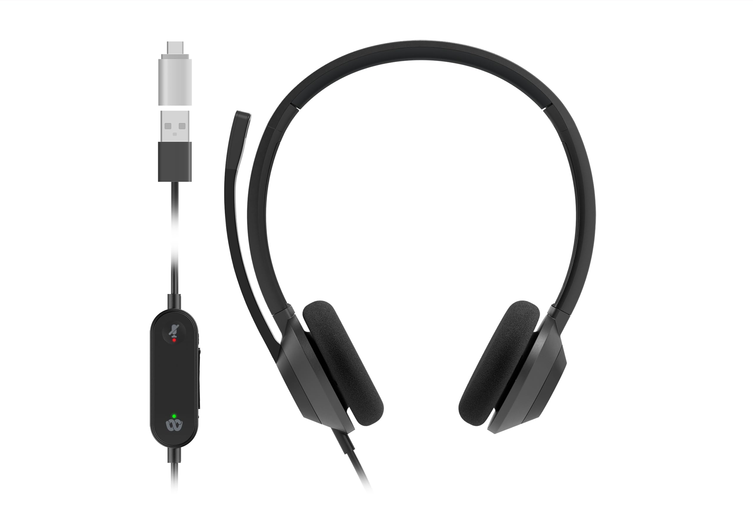 Cisco Headset 322 USB-C, Wired Dual On-Ear Headphones, Webex Controller with USB-C, Carbon Black, 2-Year Limited Liability Warranty (HS-W-322-C-USBC)