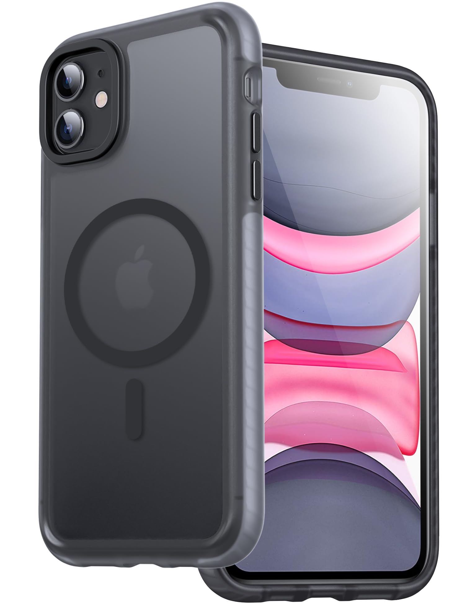 DASFOND Magnetic Designed for iPhone 11 Case, Compatible with Magsafe, Military Grade Drop Protective with Shockproof Strip, Translucent Matte Back Phone case for iPhone 11 6.1'', Black