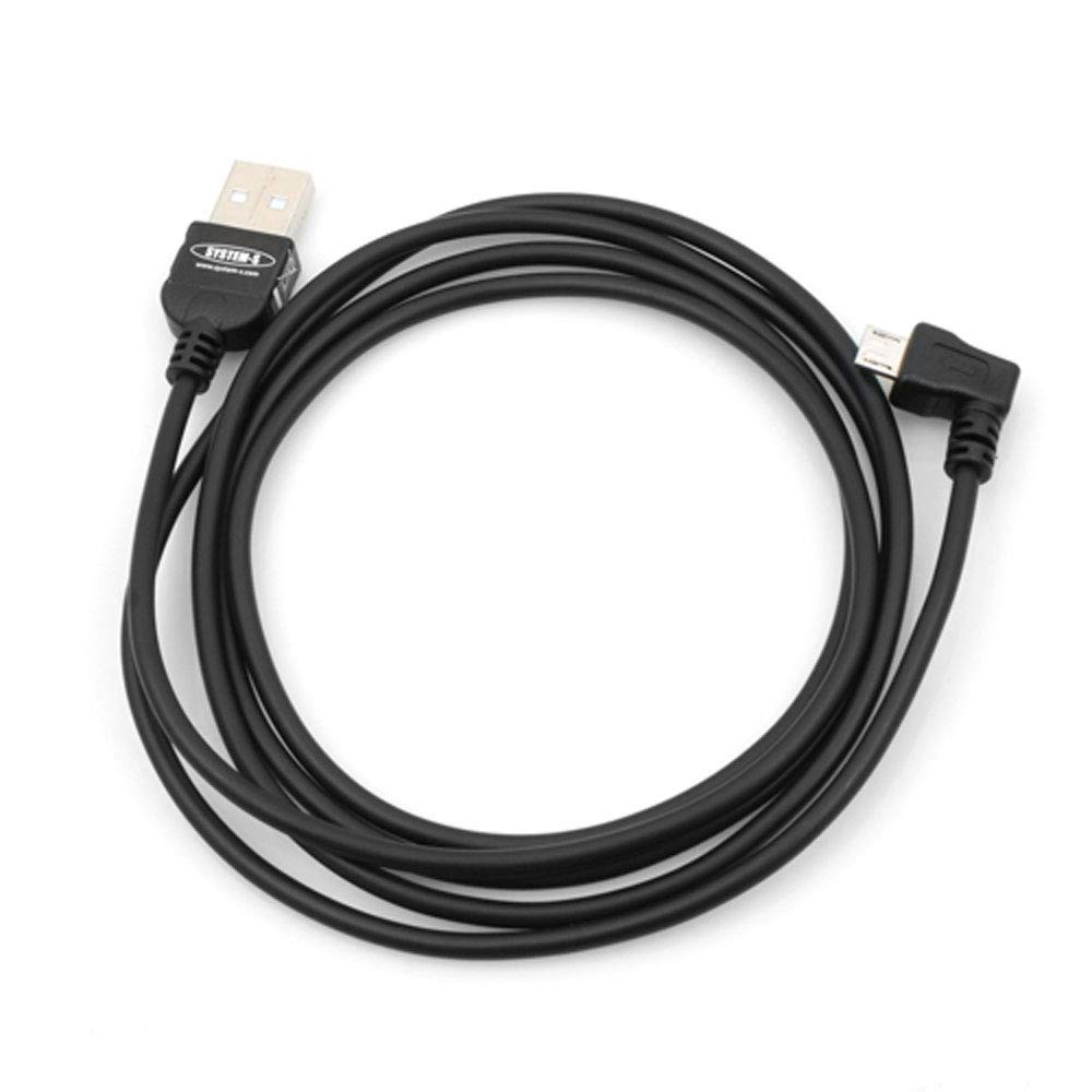 System-S 2 m Micro USB 2.0 Cable Angled 90 Degree Angled Connector (Right/Male) Adapter Data Cable and Charging Cable