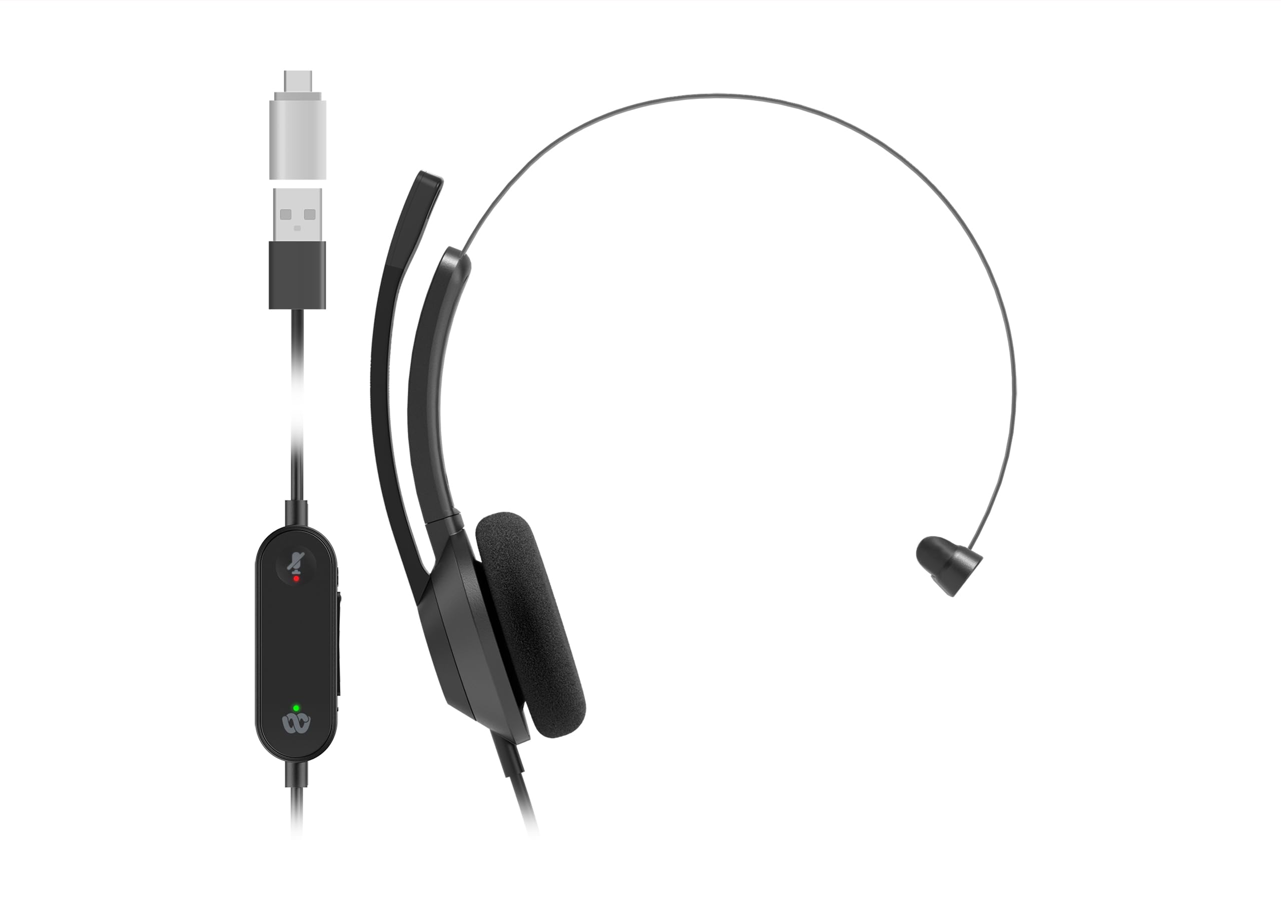 Cisco Headset 321 USB-C, Wired Single On-Ear Headphones, Webex Controller with USB-C, Carbon Black, 2-Year Limited Liability Warranty (HS-W-321-C-USBC)