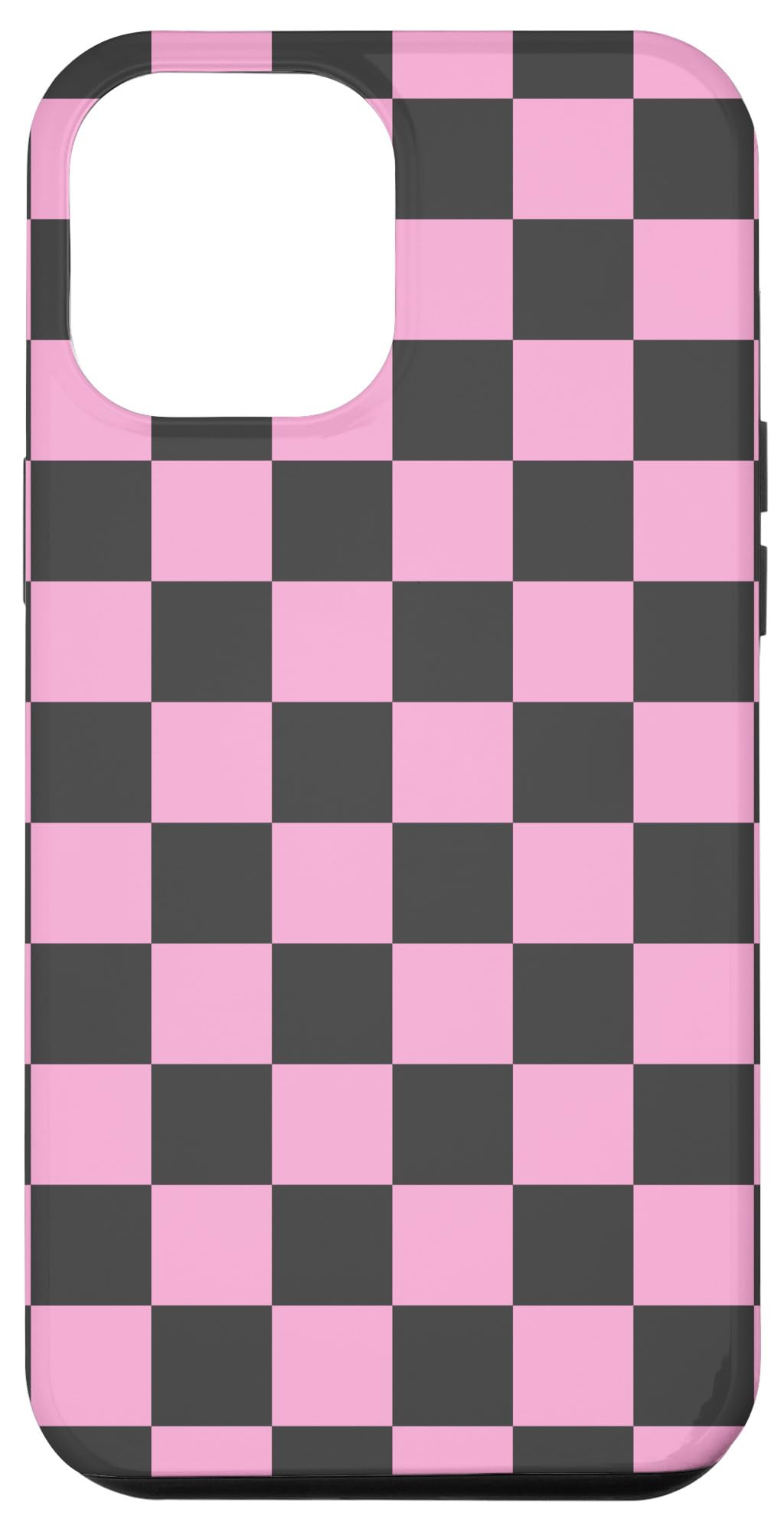 iPhone 15 Plus Checkered Pink and Grey Cute Checkerboard Pattern Checker Case