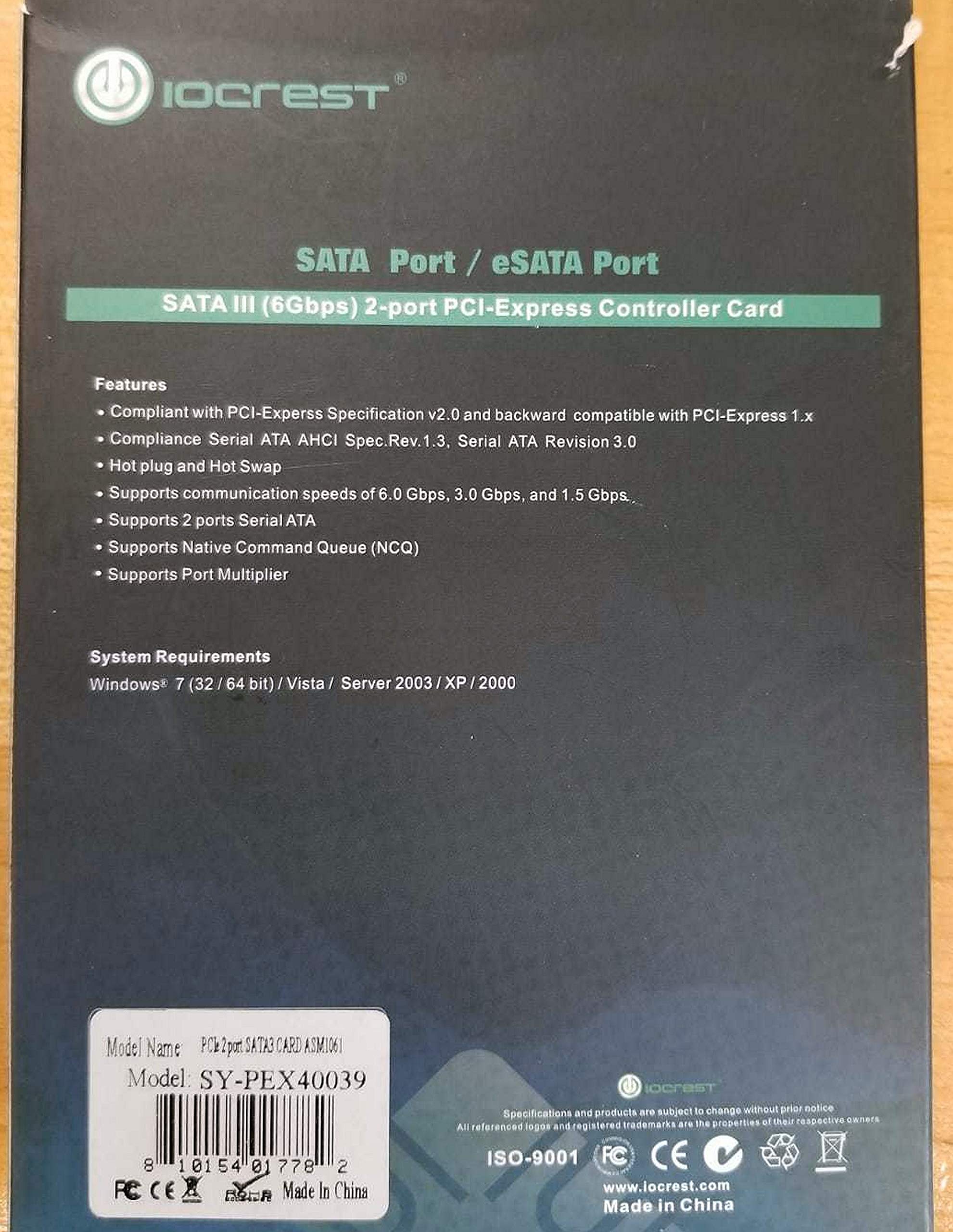 Syba Multimedia SATA III 2 Internal 6Gbps Ports PCI-e Controller Card