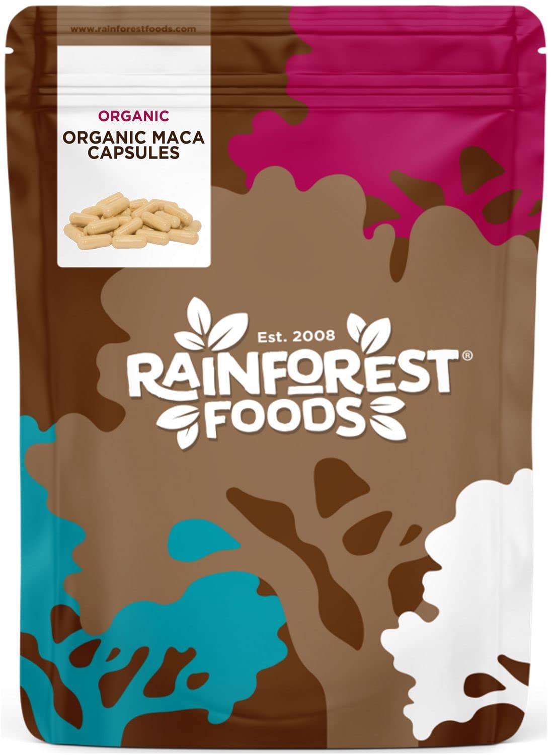 Rainforest Foods Organic Maca Root Capsules 500mg Pack of 120, Pouch