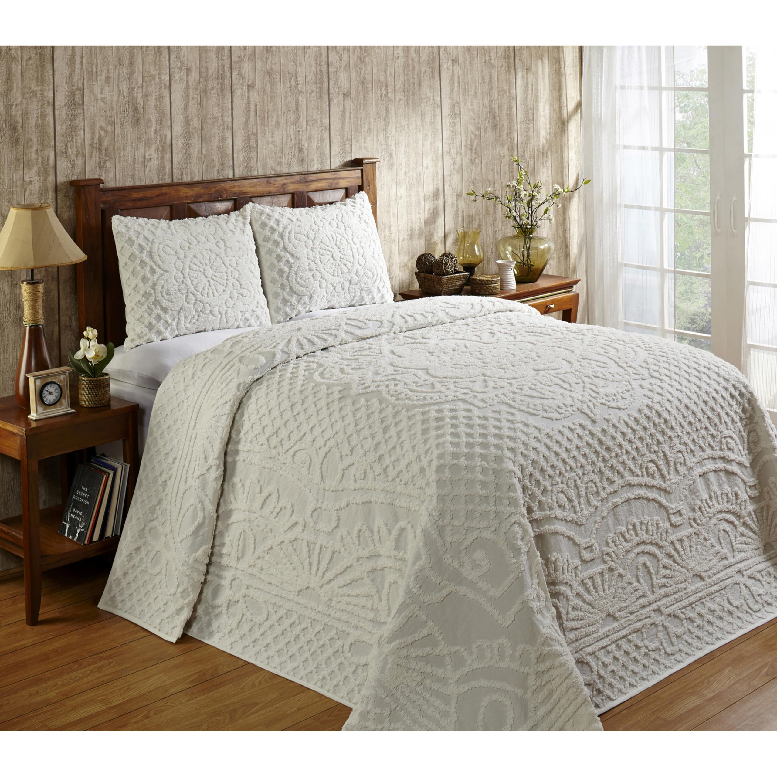 Better Trends/Pan Overseas 81 x 110 Trevor Bedspread Set, Twin, Natural