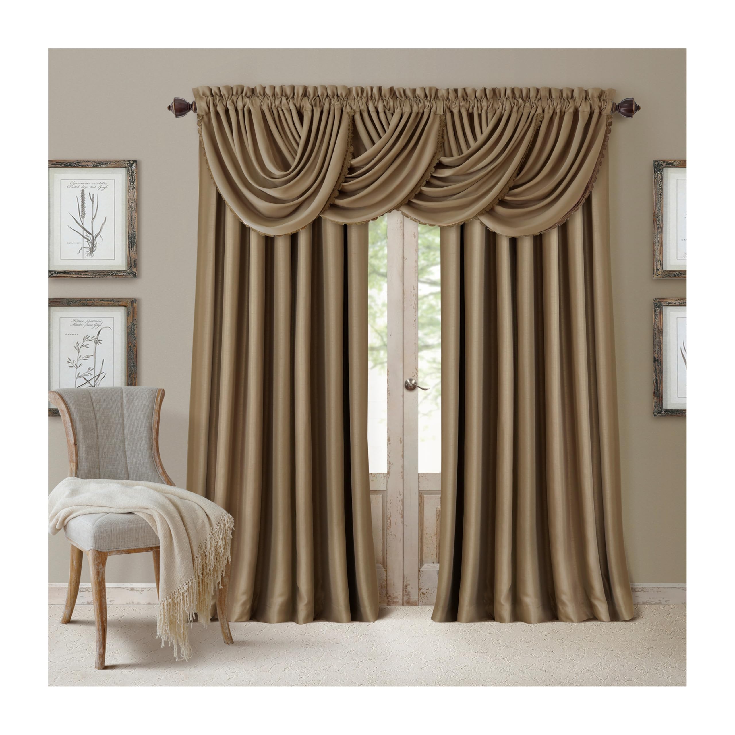 Elrene Home Fashions All Seasons Energy Efficient Room Darkening Rod Pocket Window Panel, 52" x 84" (1), Gold