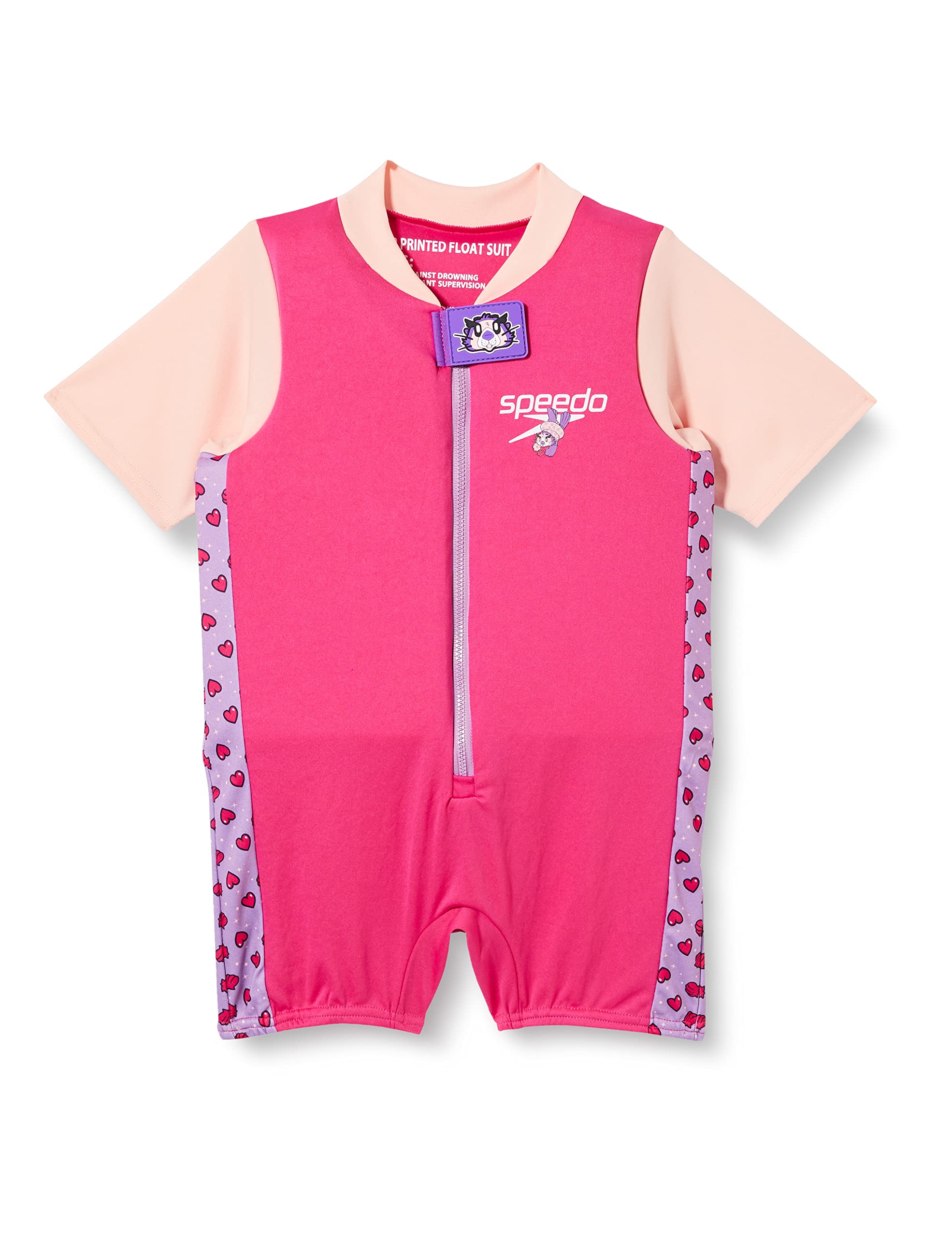 Speedo Unisex Kinder Printed Float Suit | Learn to Swim | Swimming Lessons Badeanzug, Aria Miami Lila/Sweet Taro, 5 Jahre