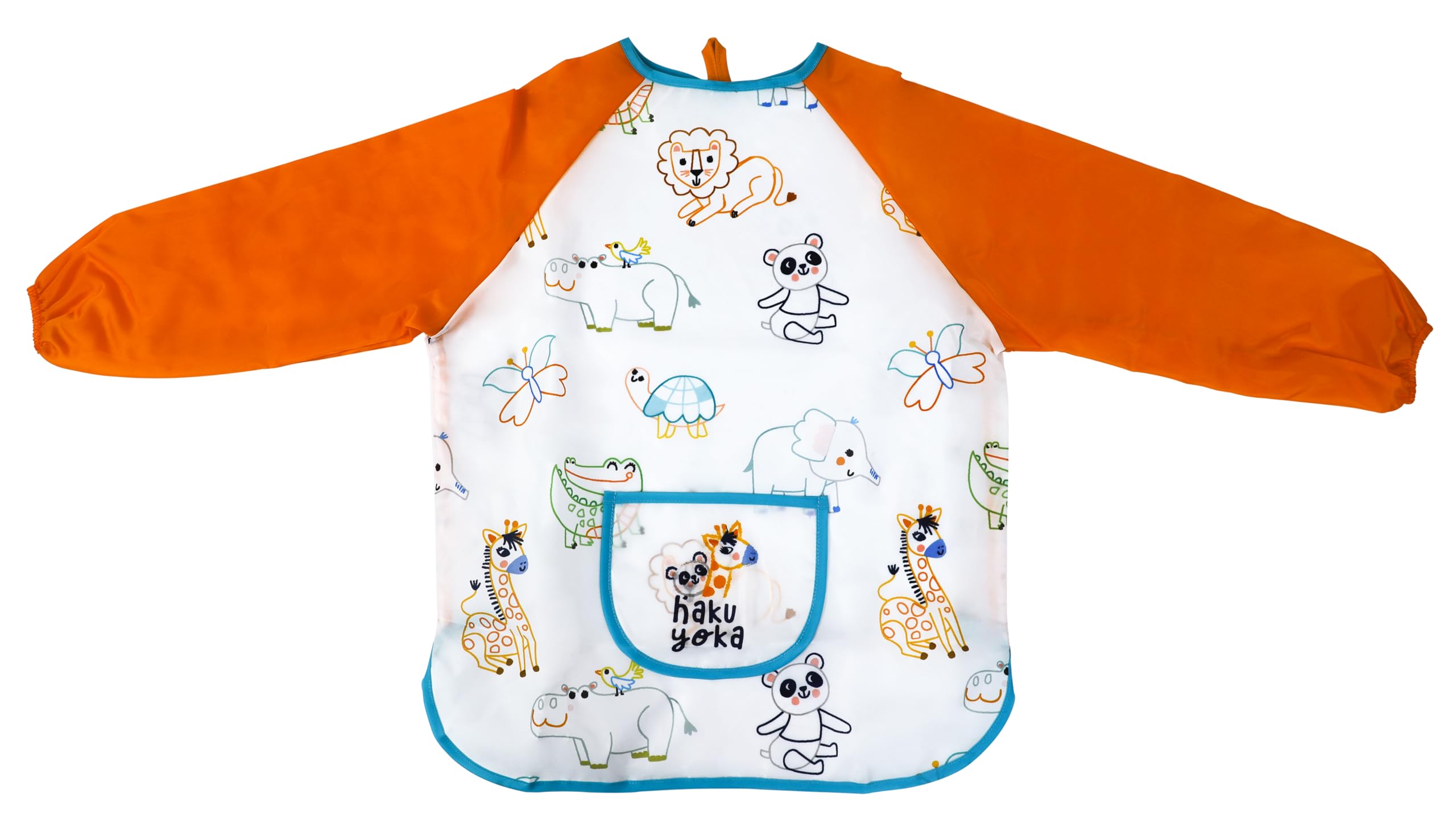 Haku Yoka Artist Apron, Cute Animals Theme, Impermeable, Easy to Clean Apron for Boys and Girls, Size Small, 3-5 Years