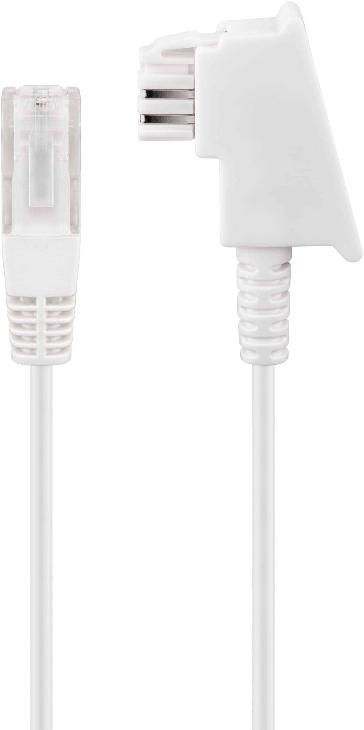 goobay 60676 router cable, telephone cable, connection cable for DSL/ADSL/VDSL, TAE-F plug to RJ45 plug (8P2C), white, 20 m