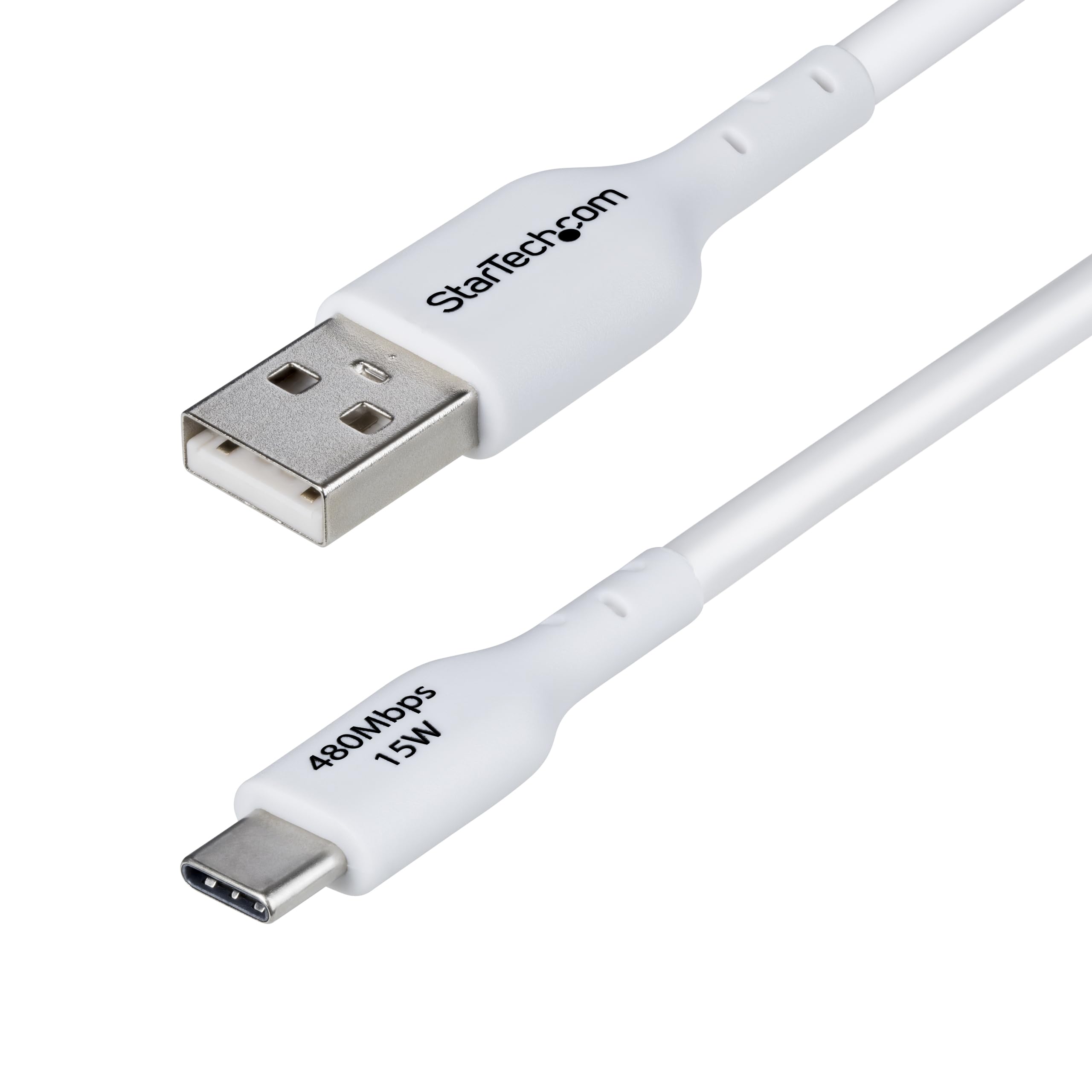 StarTech.com 3m (9.8ft) USB-A to USB-C Charging Cable, Charge & Sync, 3A, USB 2.0, TPE Jacket, White USB Charging Cord