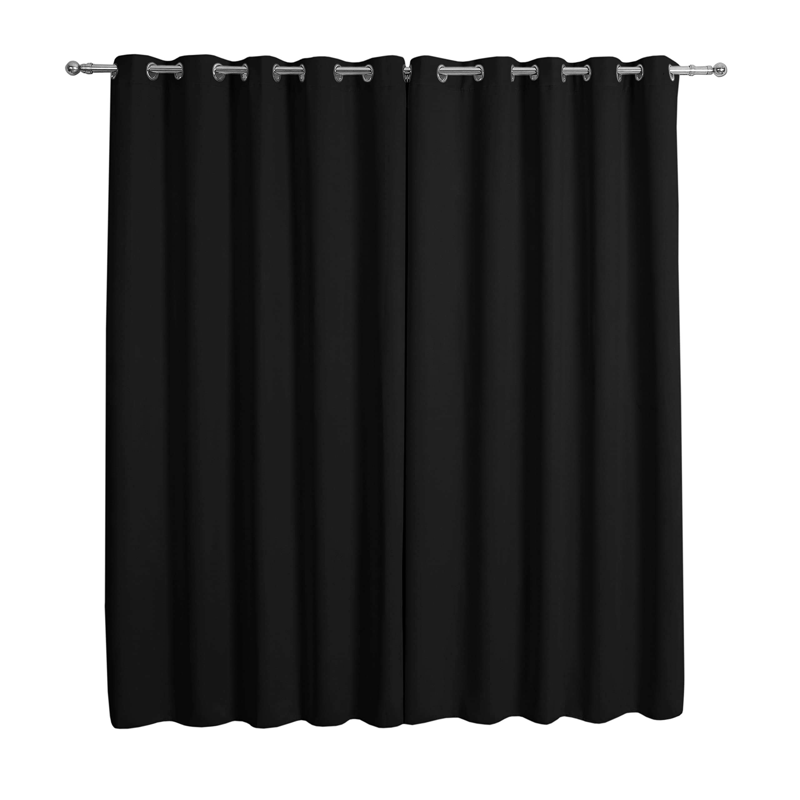 Sleepdown Ultra Soft Eyelet Blockout Curtains Thermal Insulated for Bedroom and Living Room 66 x 90 Inch Black 2 Panels