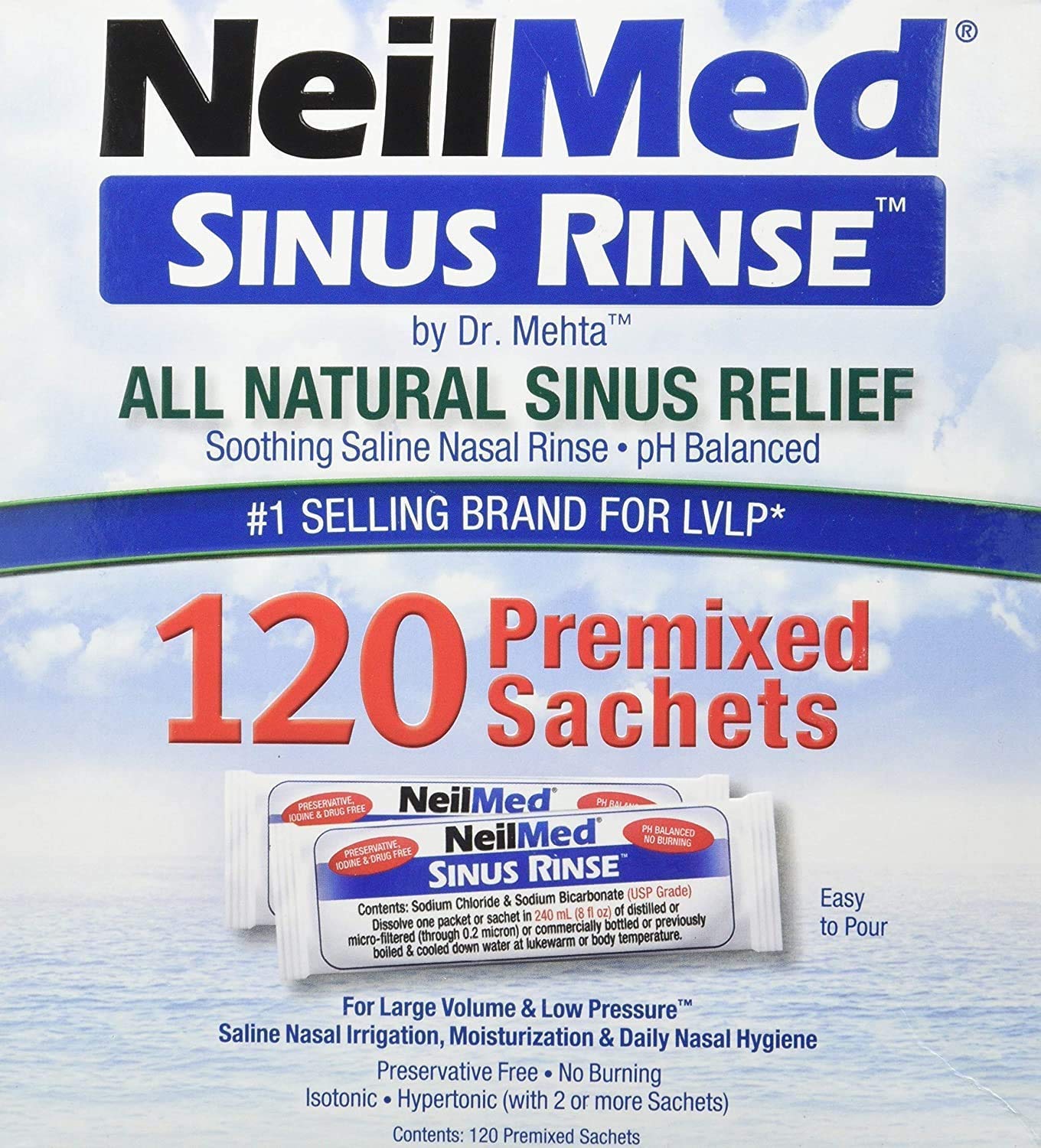 Neilmed Adult Nasal Irrigation Refill Mixture Sachets 120 Pack