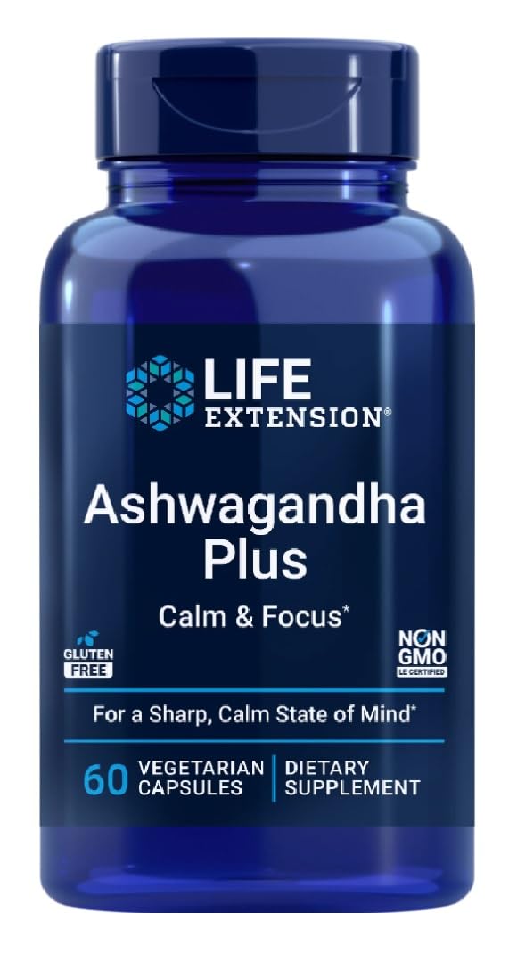 Life Extension - Ashwagandha Plus | Natürliche Unterstützung für Stressabbau und Wohlbefinden - 60 Kapseln