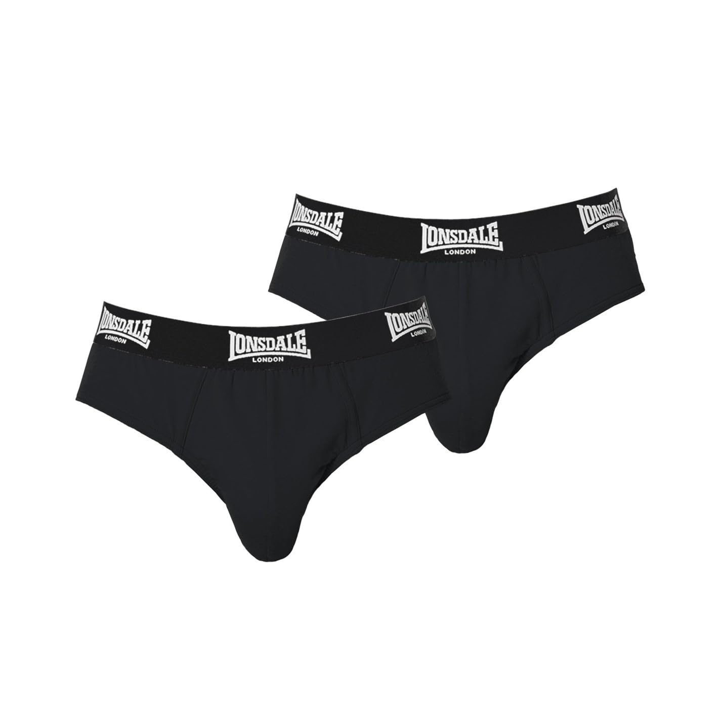 Lonsdale Mens 2Pk Brief Underwear Briefs Elasticated Waist Black M