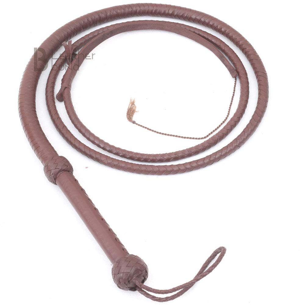 Echte Rindsleder Leder Bullwhip, 08 Fuß lang und 08 Stränge flechten Indiana Jones Stil Bullenpeitsche, dunkelbraun