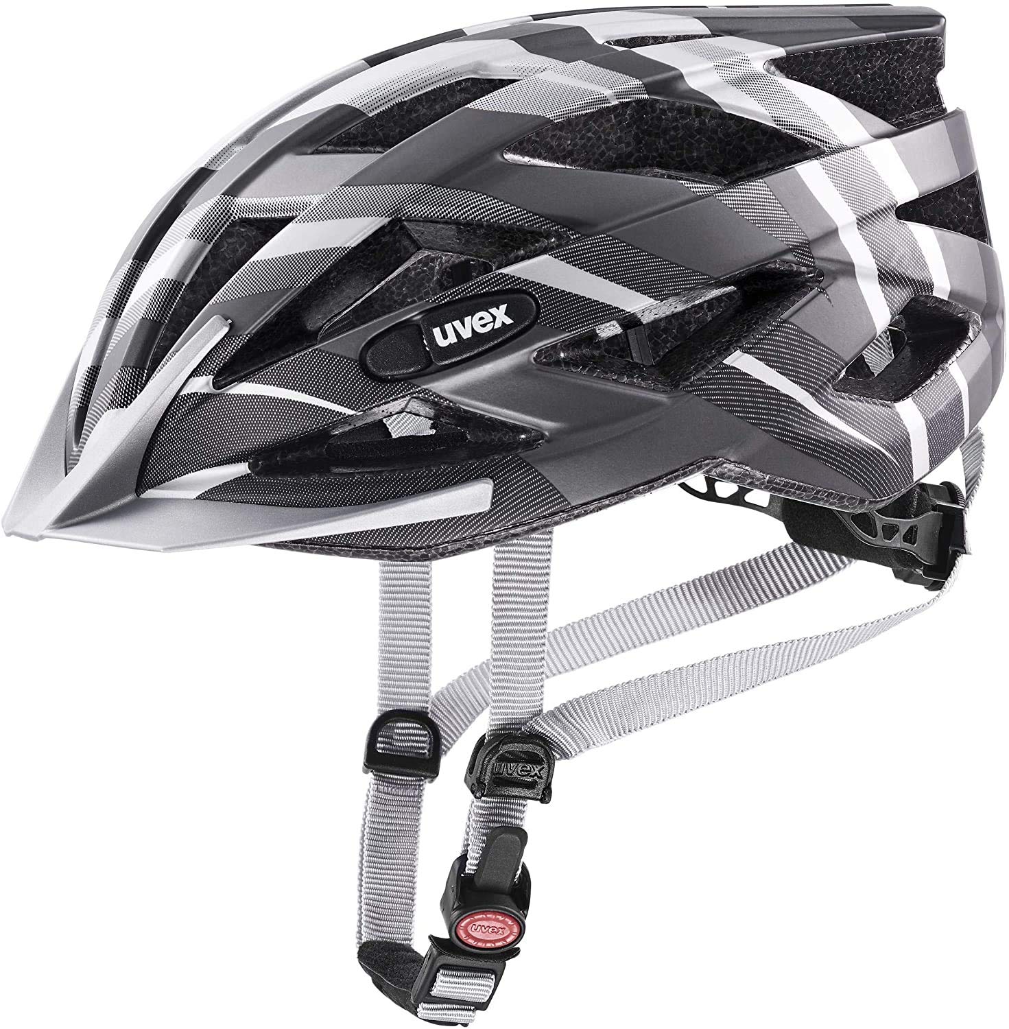 uvex air wing cc - lightweight all-round helmet for women and men - individually adjustable fit - expandable with LED light - black - silver matt - 56-60 cm