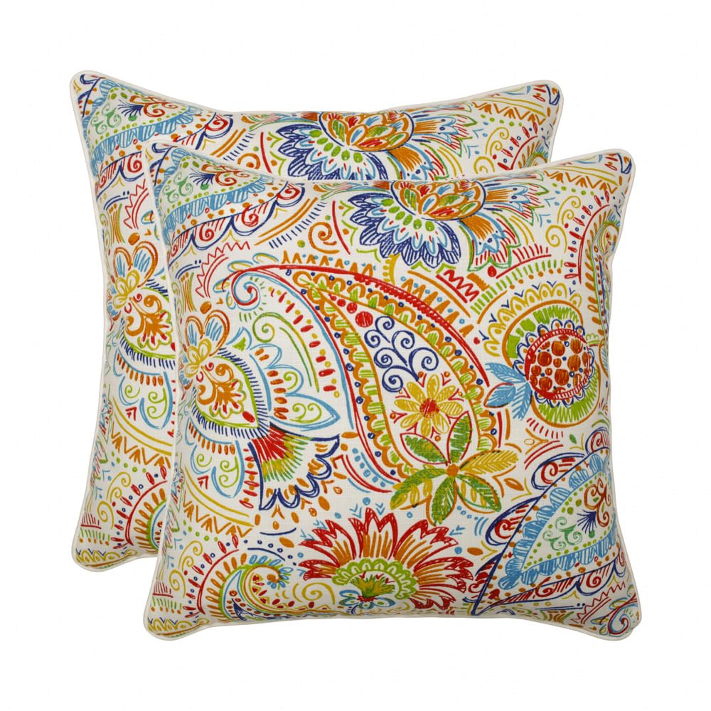 Pillow Perfect Indoor/Outdoor Gilford Festival 18.5" Throw Pillow (Set of 2), 18.5" x 18.5" x 5", 2 Piece