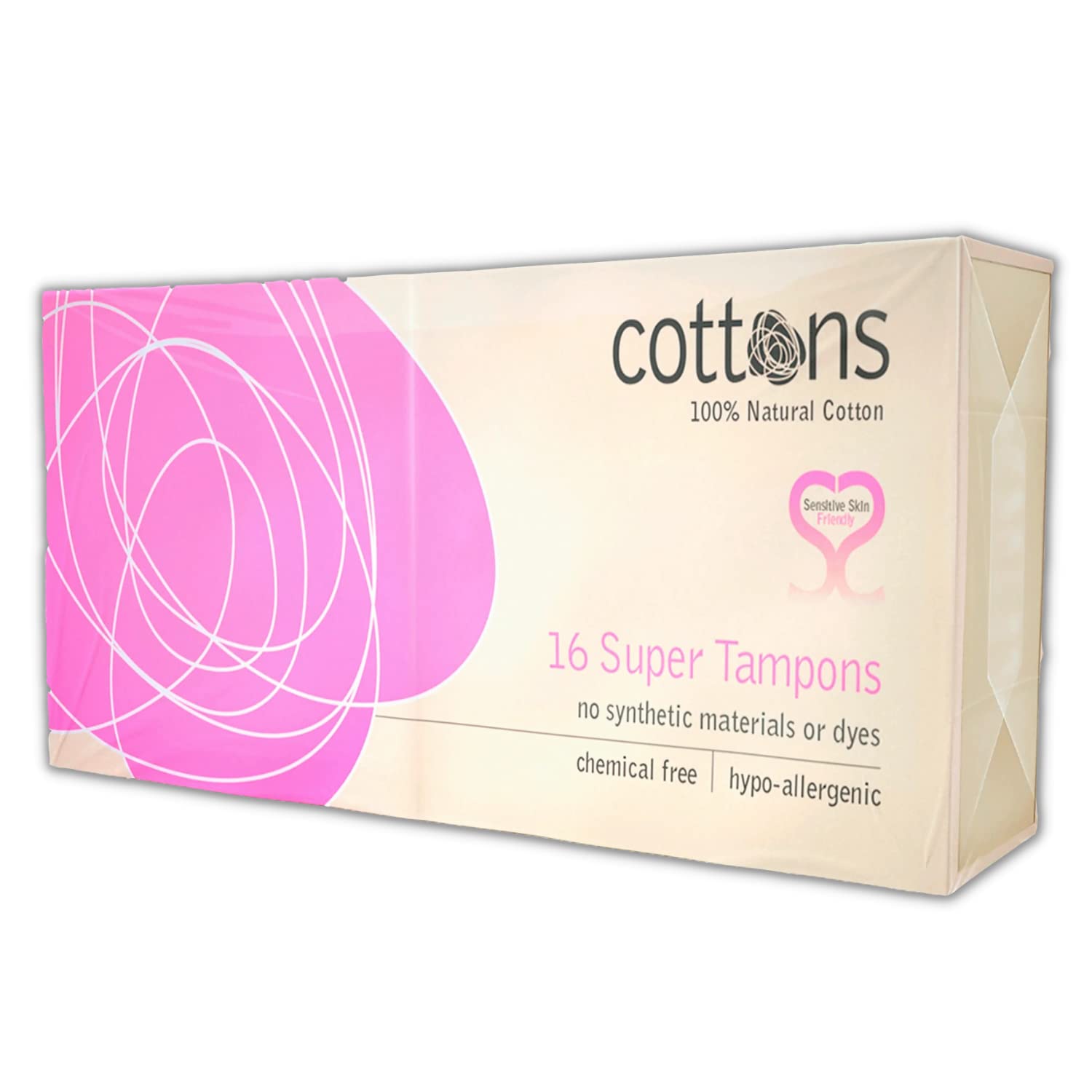 Cottons 100% Natural Cotton Tampons, Non-Applicator, Organic Cotton, GMO Free, Biodegradable, Hypoallergenic (Super)