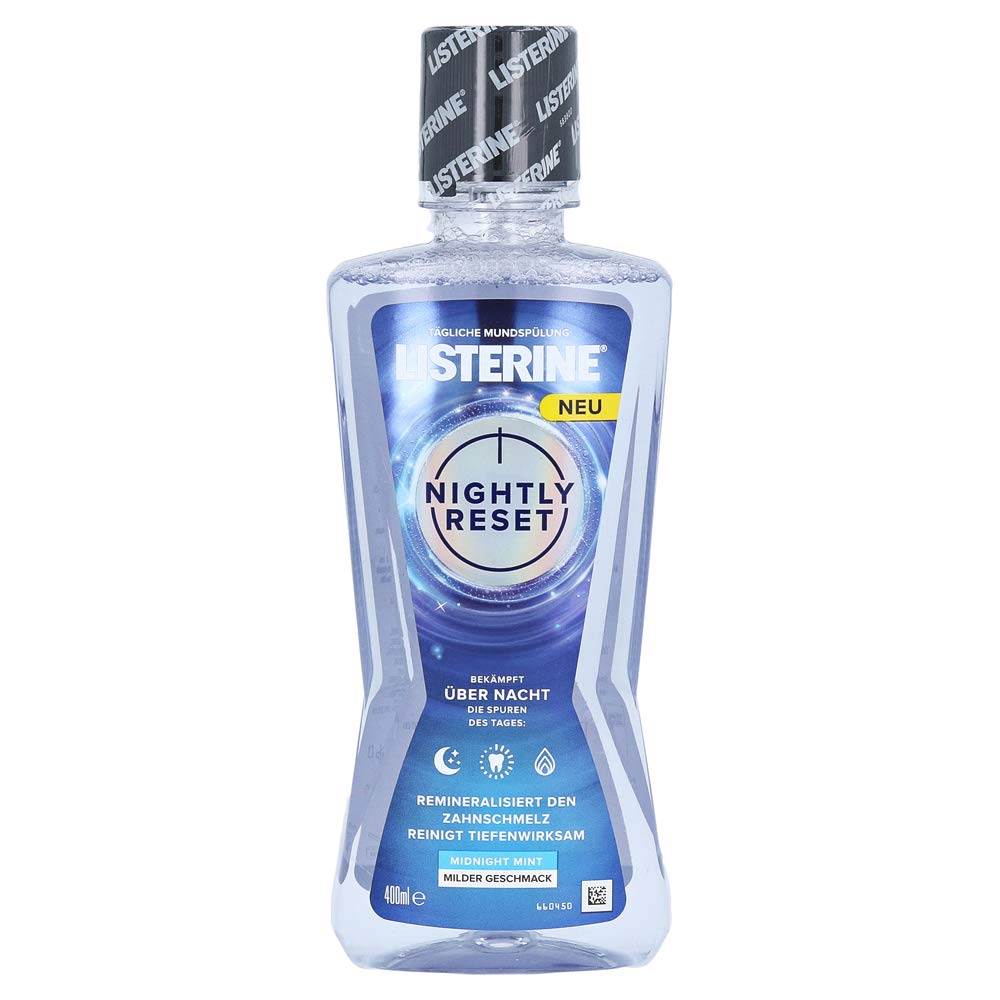 LISTERINE Nightly Reset / Antibakterielle Mundspülung für eine umfassende Zahnpflege und verbesserte Mundhygiene / Wirkt über Nacht 400 ml