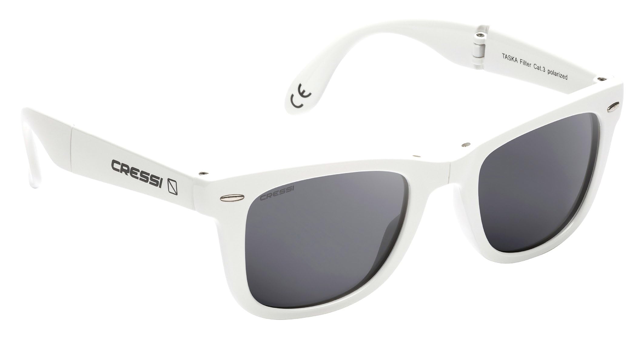 Cressi Unisex Taska Sports Sunglasses, White/Dark Grey Lens, Uni