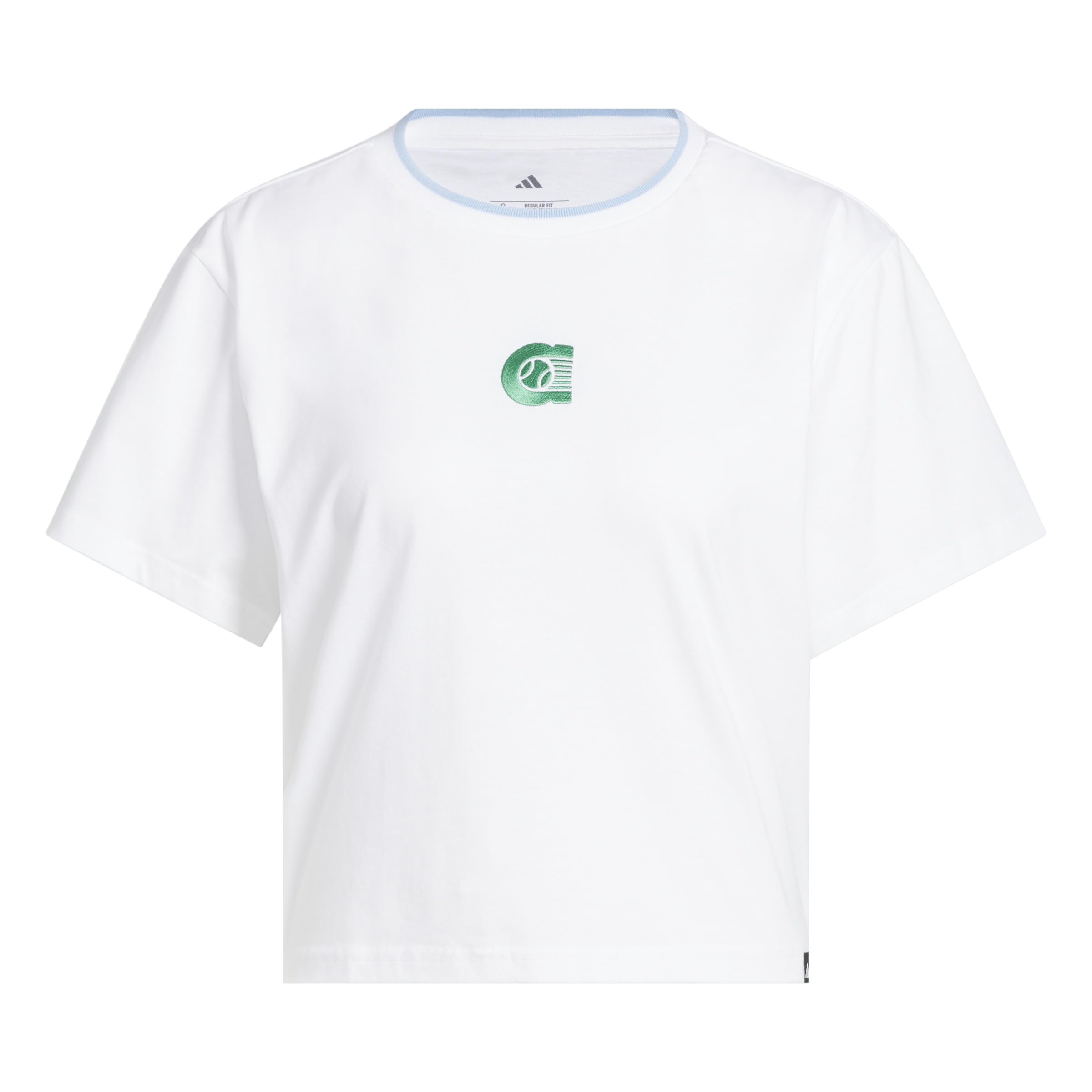 adidas Women's Summer Prep Graphic Crop Tee, White, M