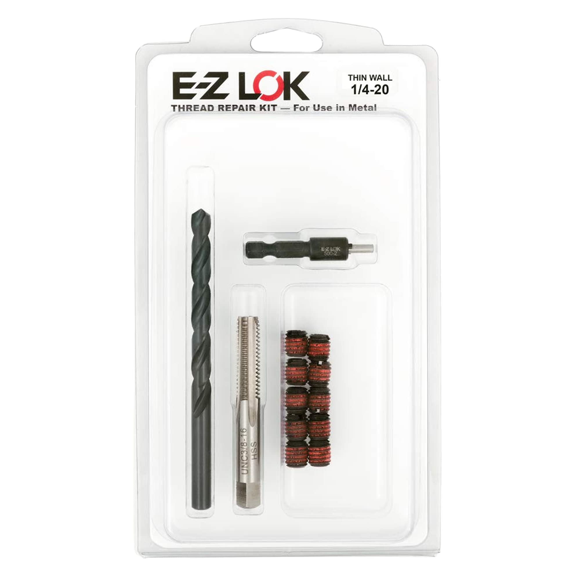 E-Z LOK EZ-310-4 Thread Repair Kit for Metal Carbon Steel Threaded Inserts 1/4-20 and Installation Tools