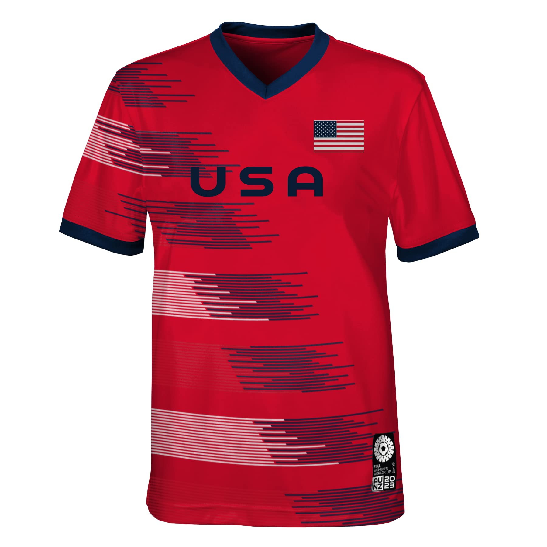 Official 2023 Women's Football World Cup Adult Team Shirt, USA, Red, Large