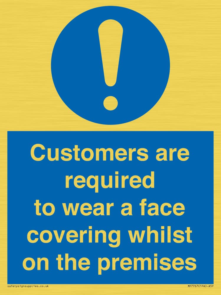 Customers are required to wear a face covering whilst on the premises Sign - 150x200mm - A5P