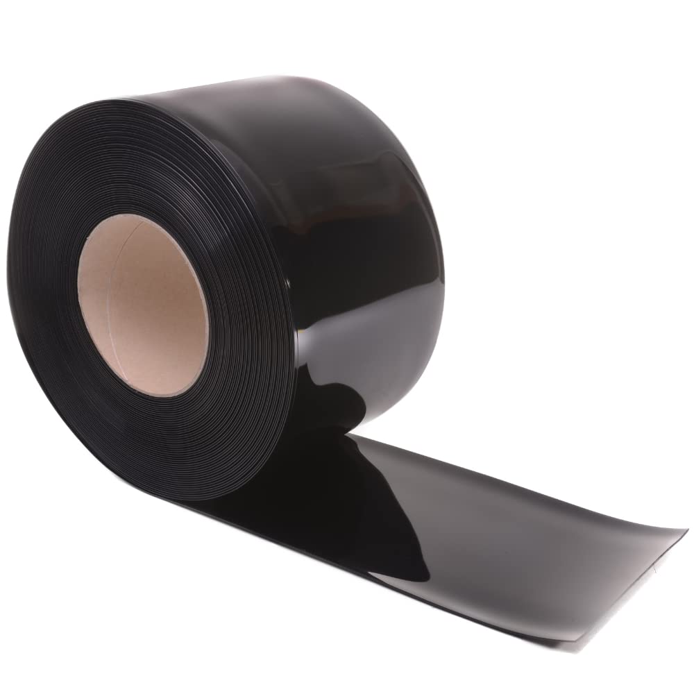 Rayflex Group - PVC Strip Roll - Black Opaque 200mm Wide x 2mm Thick x 50m Long - PVC Standard Grade For Ambient Temperature Applications +50°c to -10°c Curtain Roll For Door