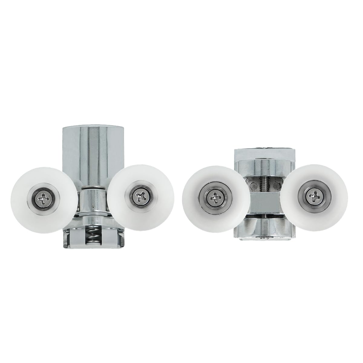 Amig - Set of Shower Door Rollers | 2 Units Upper and Lower | Ø25 mm | for 6 mm Thick Shower Doors | Chrome-Plated zamak Clamps | Nylon Wheels | Smooth and Durable Sliding