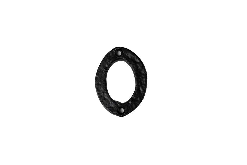 Merriway BH01860 Black Antique Style Screw-On House Flat Gate Post Numeral 75 mm (3 Inch) Number 0