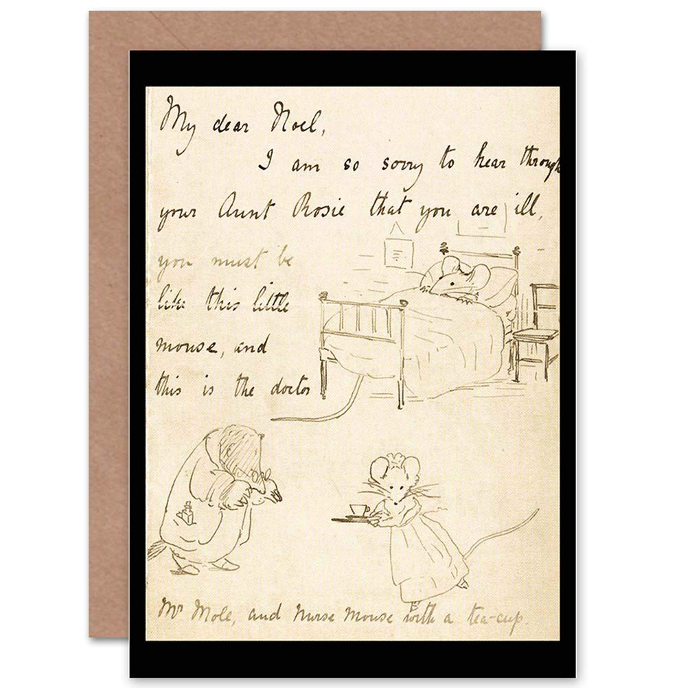 Wee Blue Coo Grußkarte mit Hlem Beatrix Potter Sketch Badger Maus Kunst