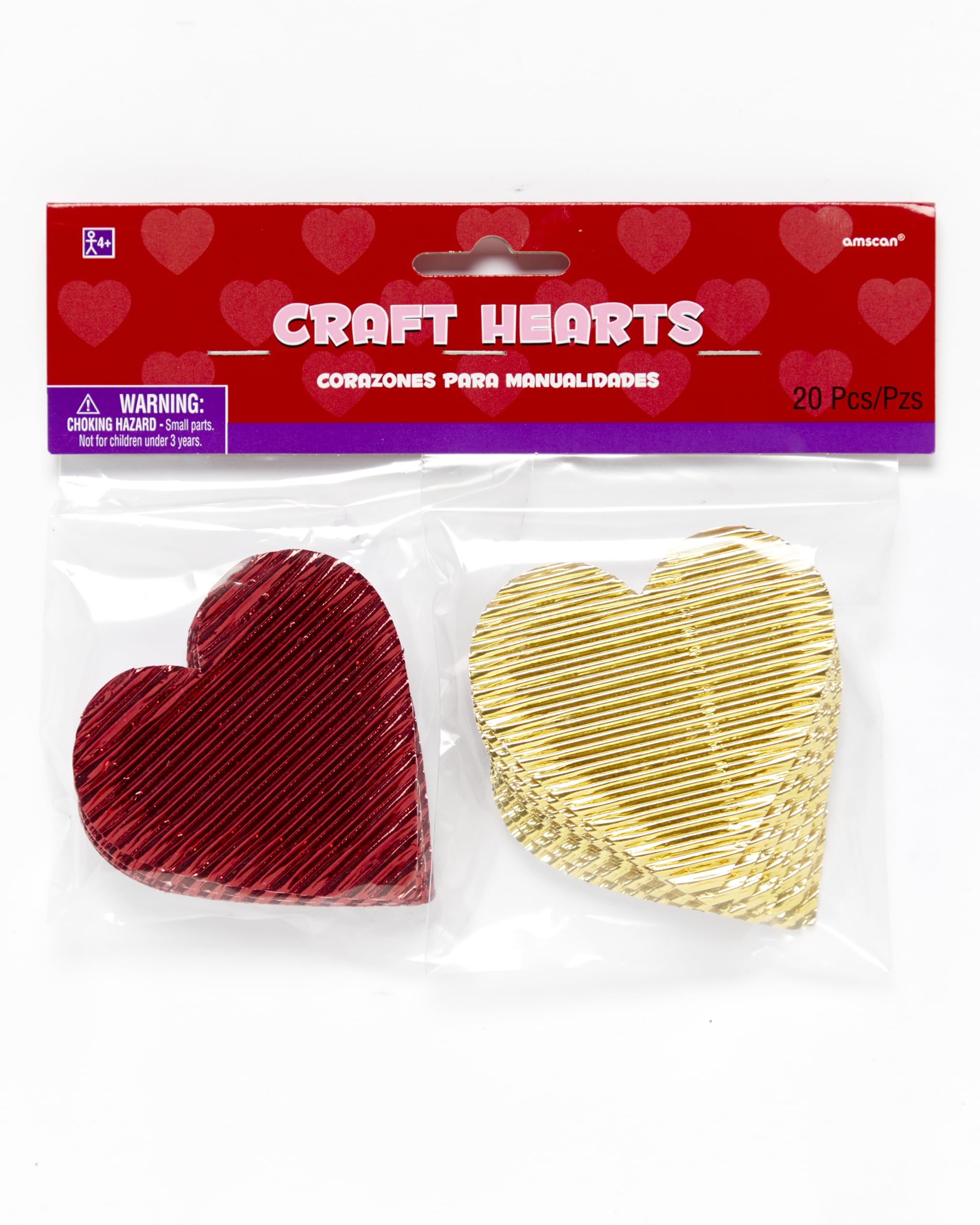 Amscan 399268 - Valentine's Day Corrugated Foil Hearts Cut-Outs Decorations - 20 Pack