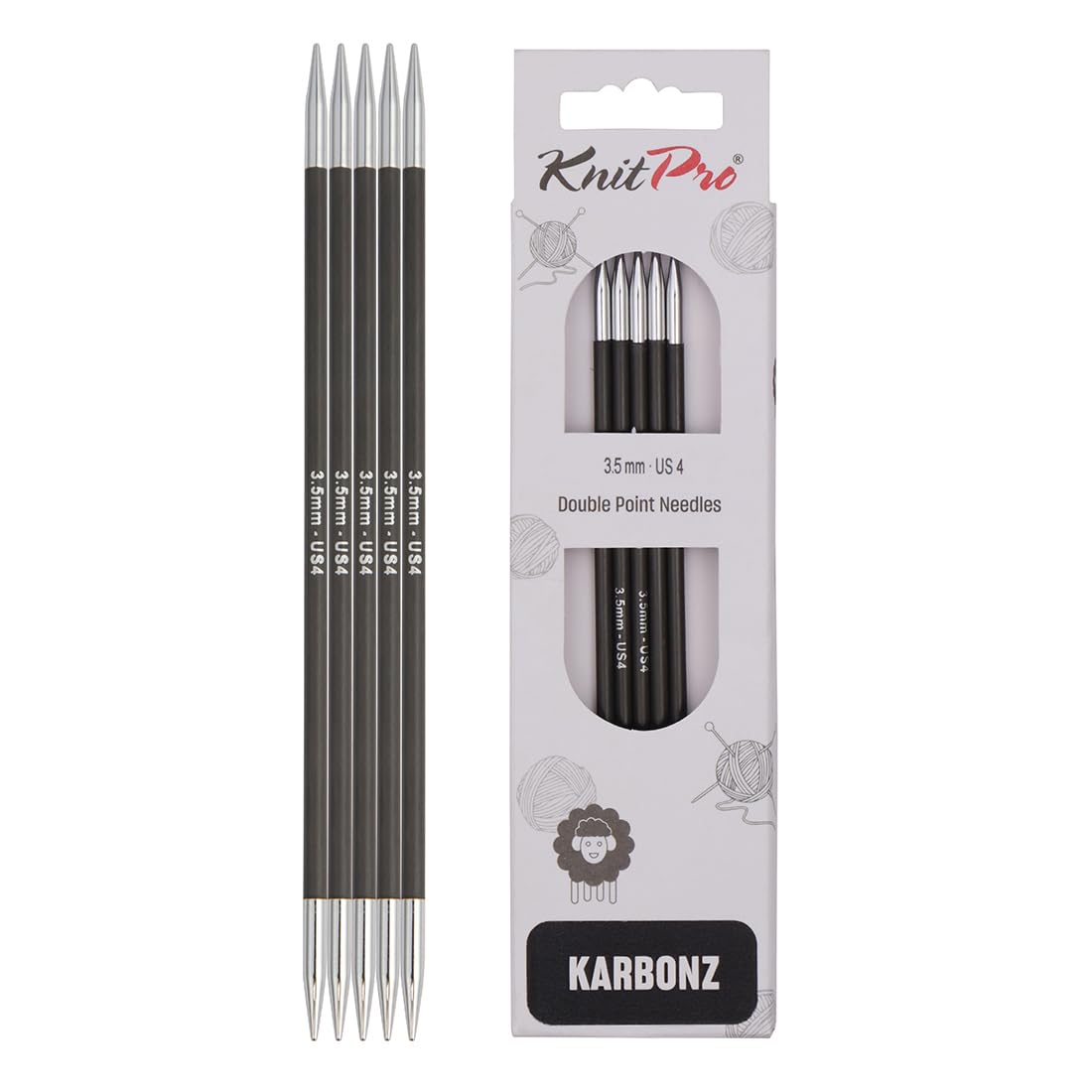 KnitPro Karbonz Double Pointed Needles 6" (15cm) | 3.50 mm